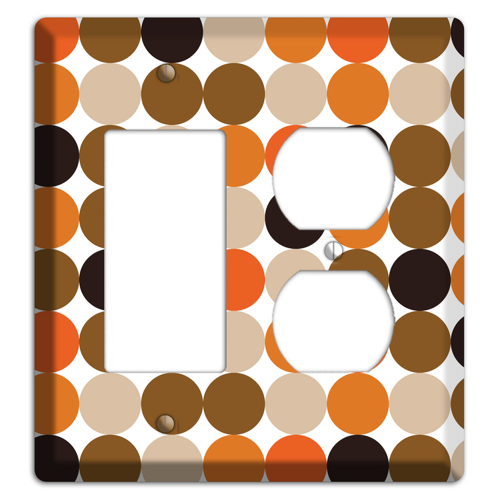 Orange Brown Black Beige Tiled Dots Rocker / Duplex Wallplate