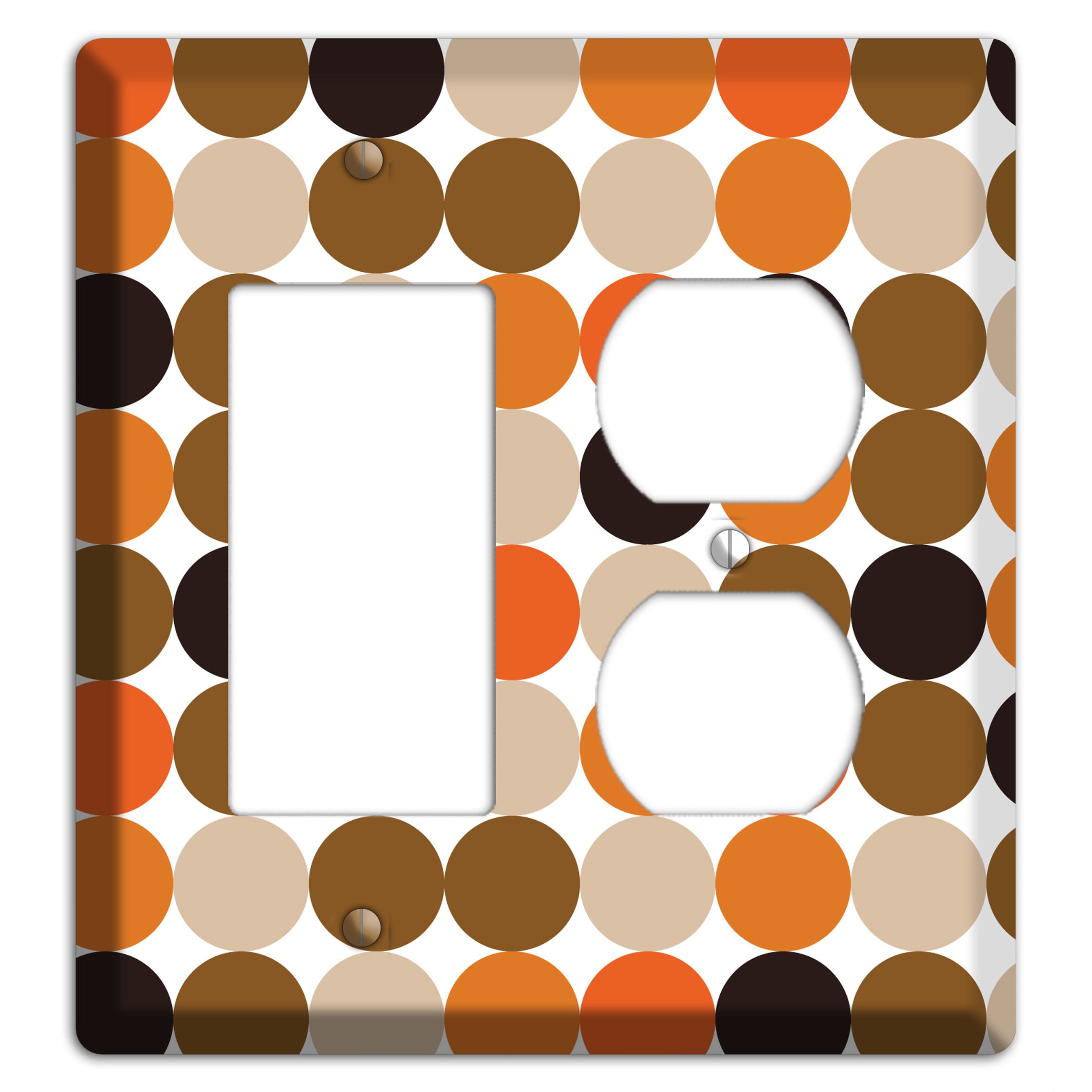 Orange Brown Black Beige Tiled Dots Rocker / Duplex Wallplate