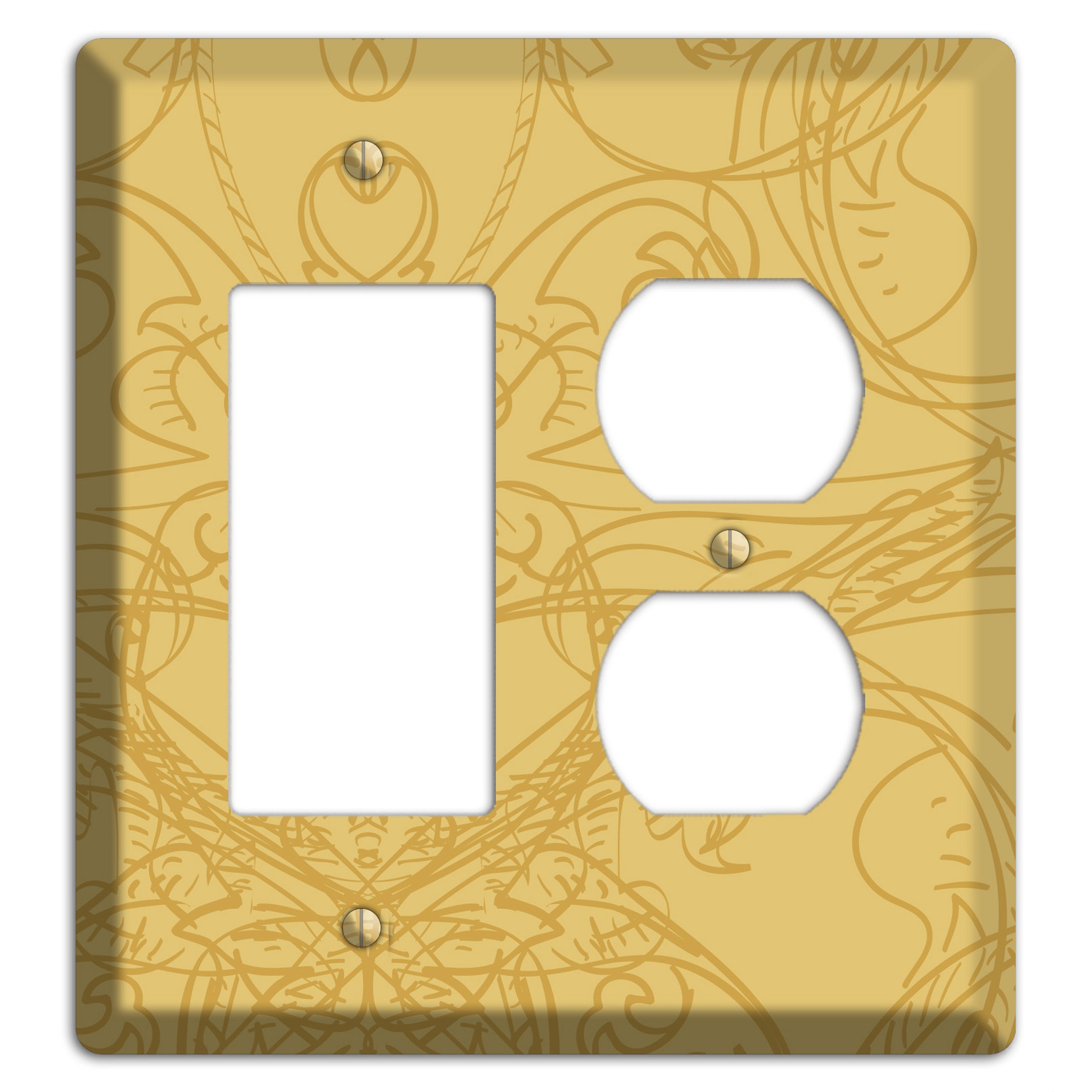 Beige Deco Sketch Rocker / Duplex Wallplate