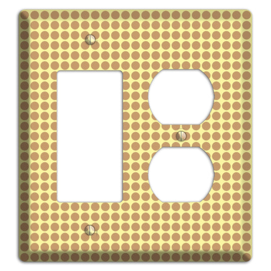 Yellow with Light Brown Tiled Small Dots Rocker / Duplex Wallplate