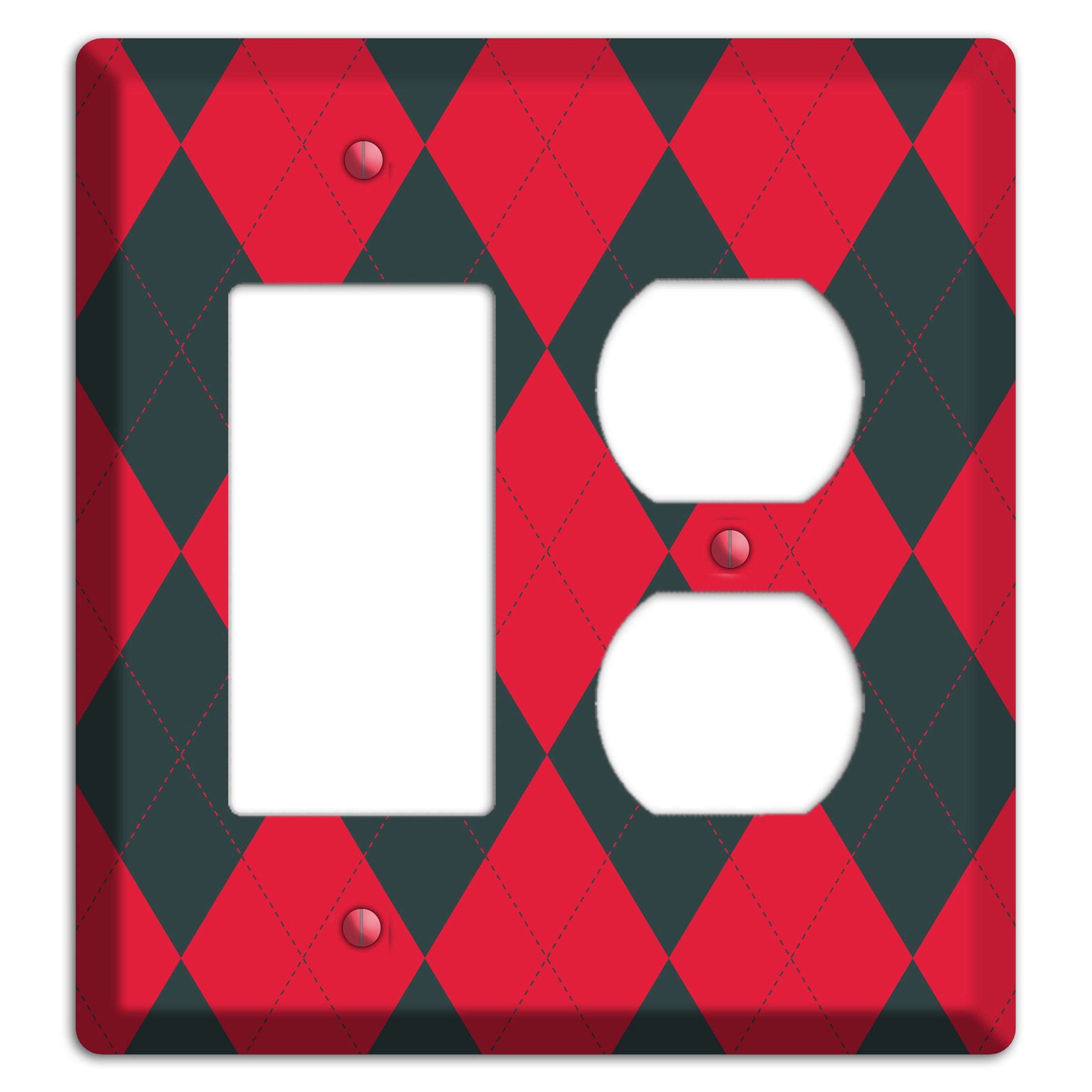 Red and Black Argyle Rocker / Duplex Wallplate