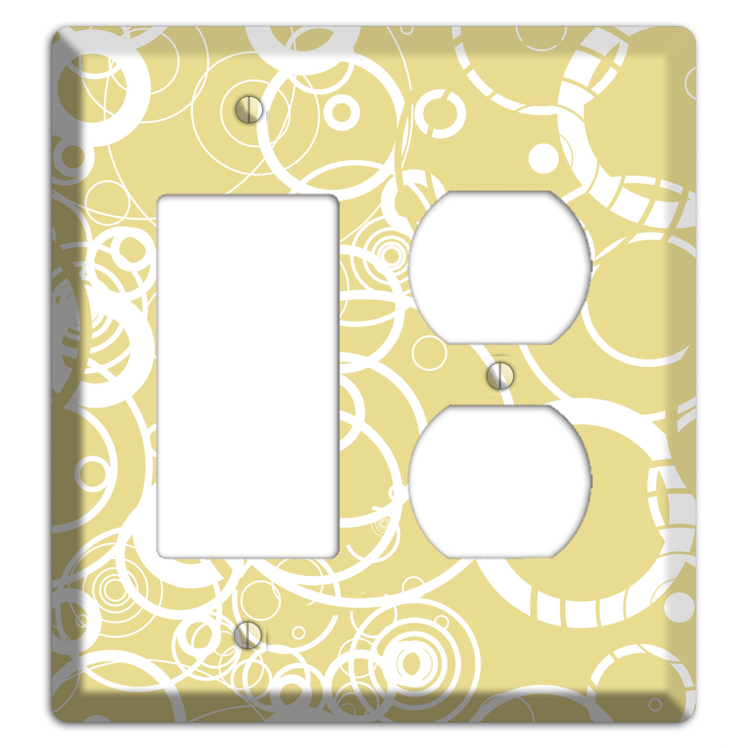 Beige with White Rings Rocker / Duplex Wallplate