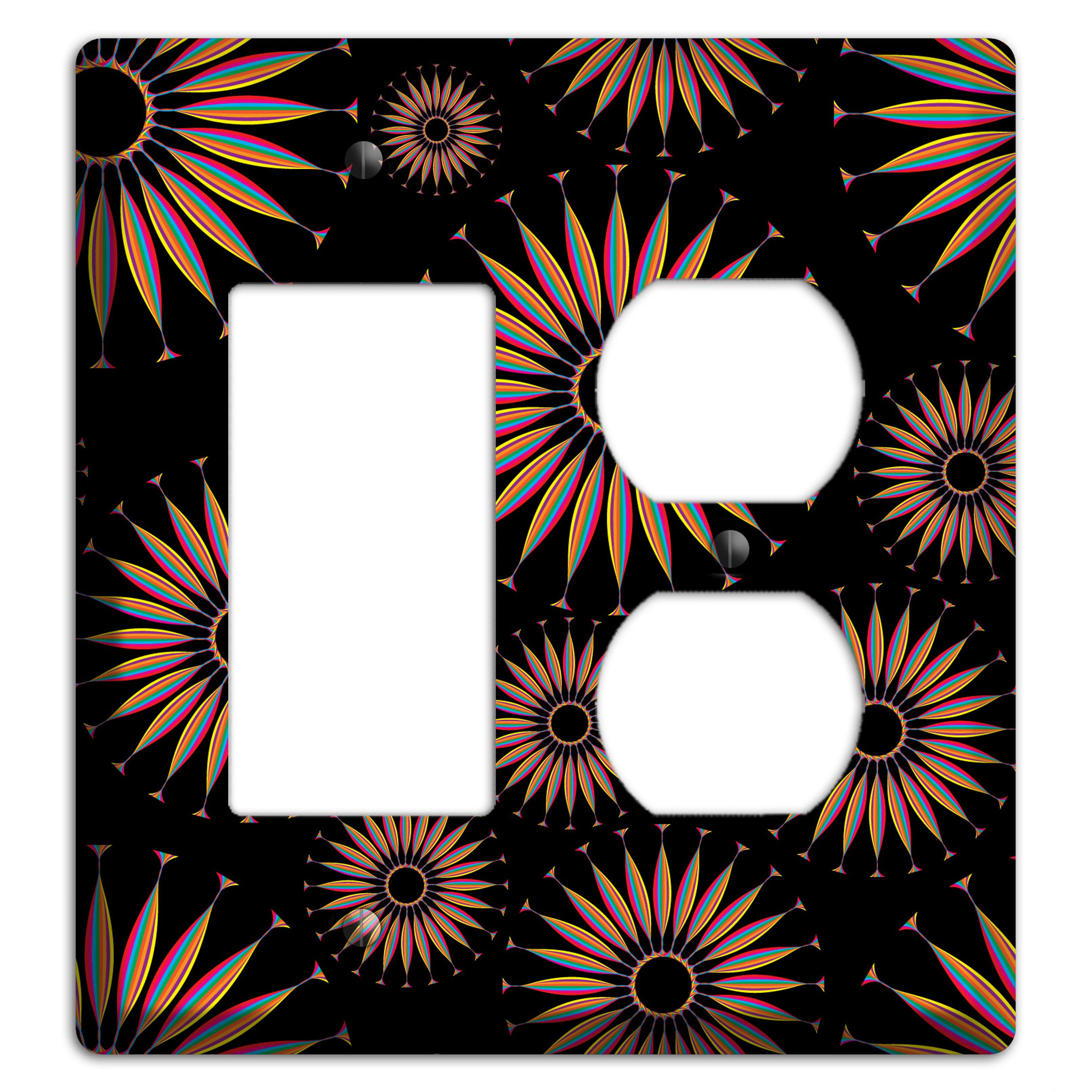 Black with Multi Suzani Rocker / Duplex Wallplate