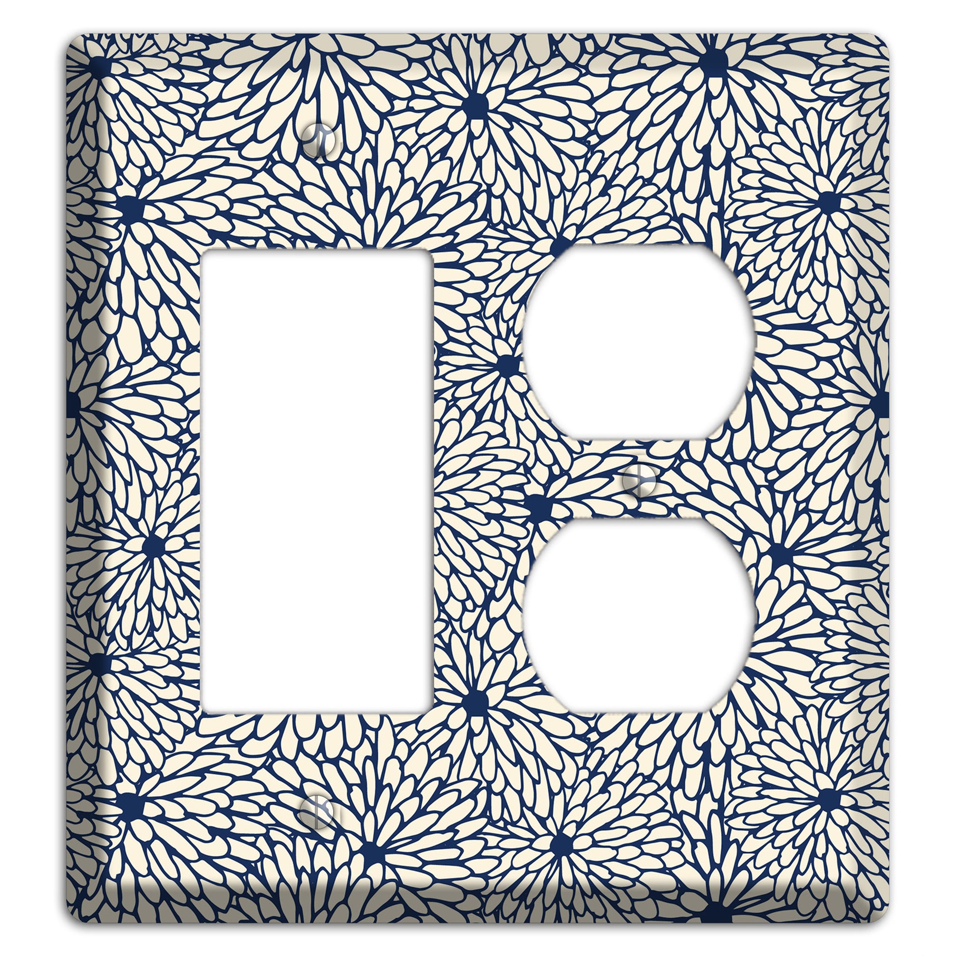 Beige Floral Burst Rocker / Duplex Wallplate