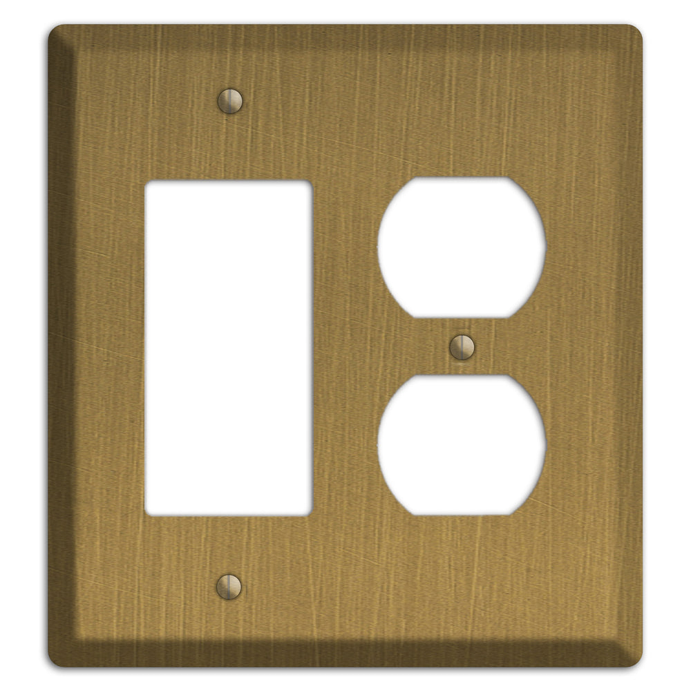 Antique Brushed Solid Brass Rocker / Duplex Wallplate