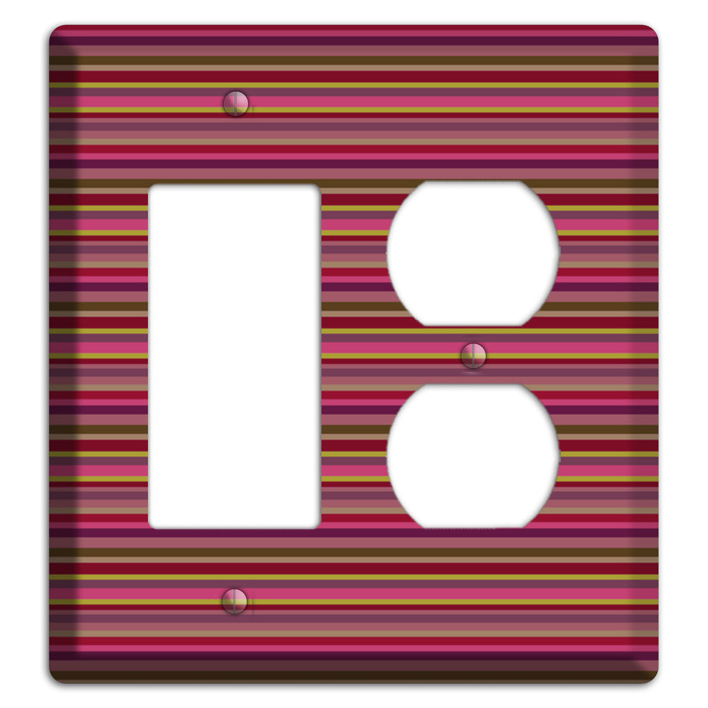 Fuschia Multi Horizontal Stripes Rocker / Duplex Wallplate