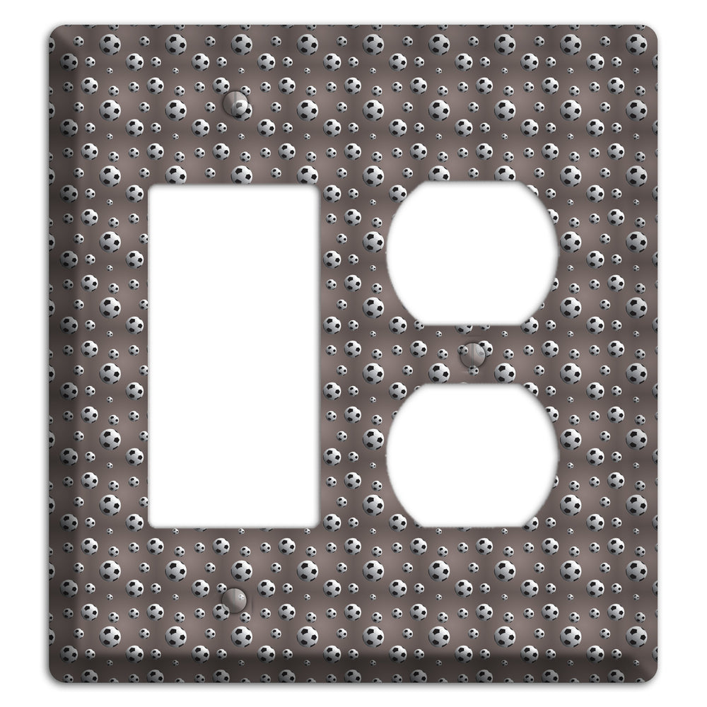 Grey with Soccer Balls Rocker / Duplex Wallplate