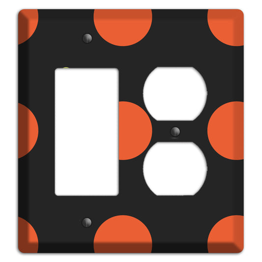 Black wih Orange and Lime Multi Tiled Medium Dots Rocker / Duplex Wallplate