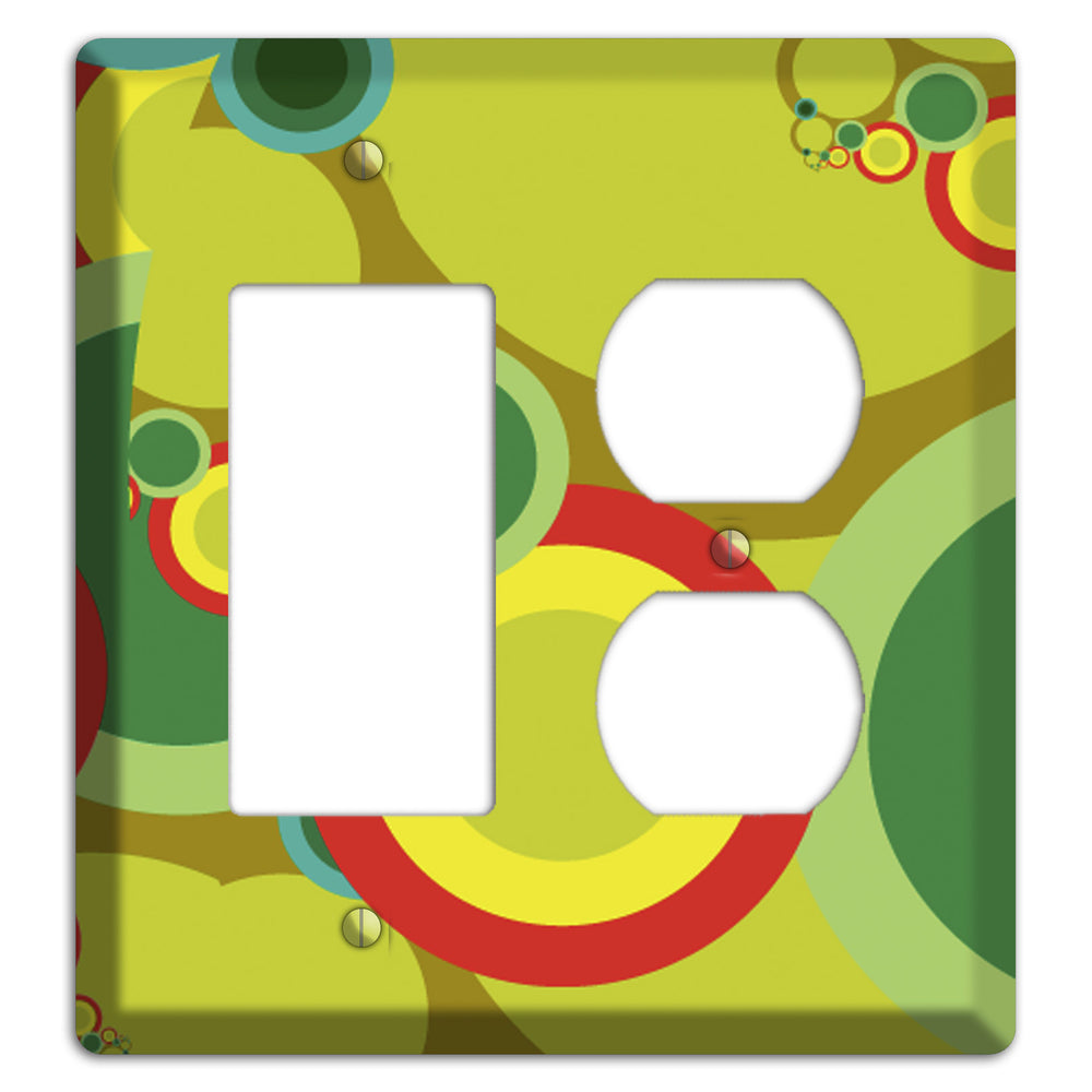 Green and Yellow Abstract Circles Rocker / Duplex Wallplate
