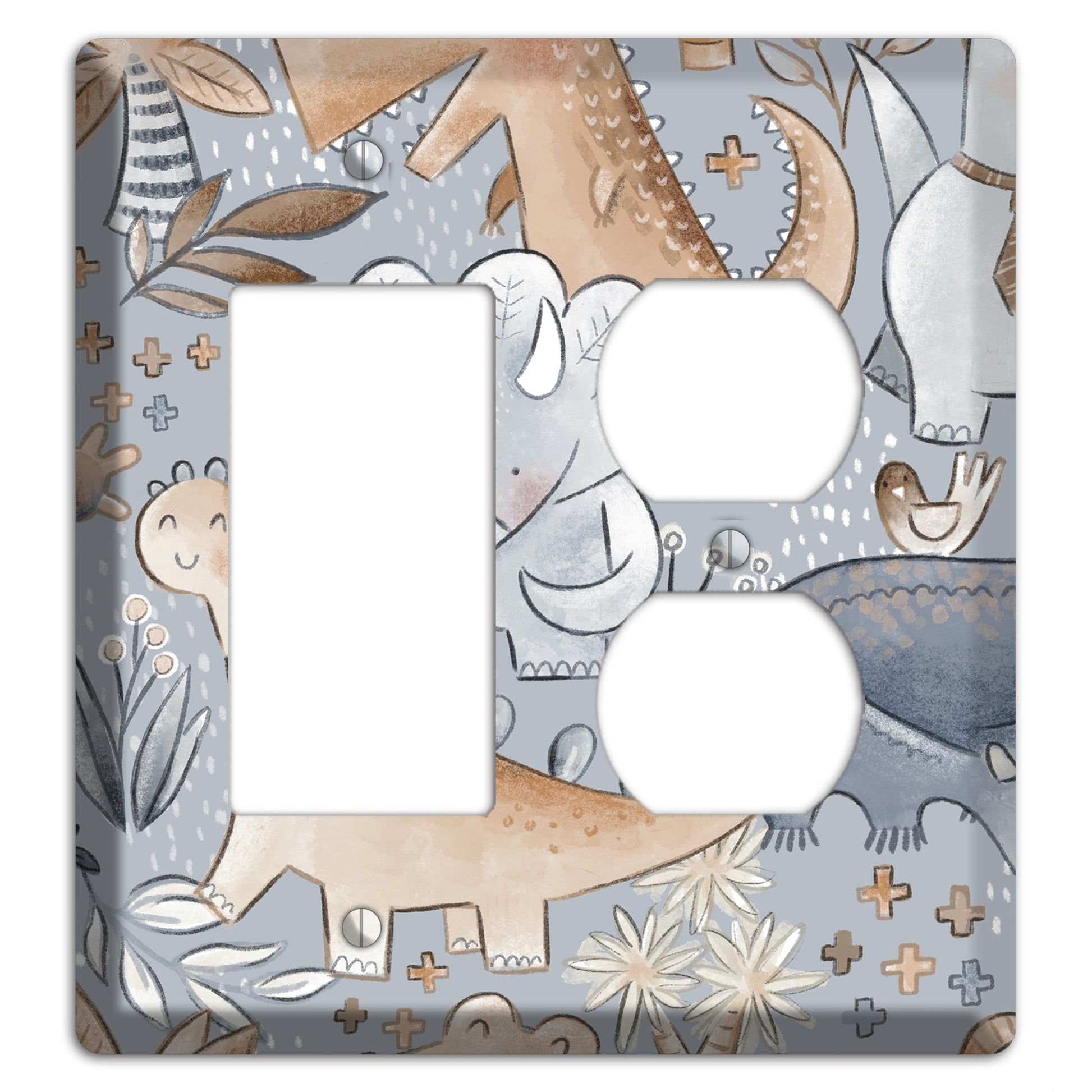 Dinosaur Friends Rocker / Duplex Wallplate