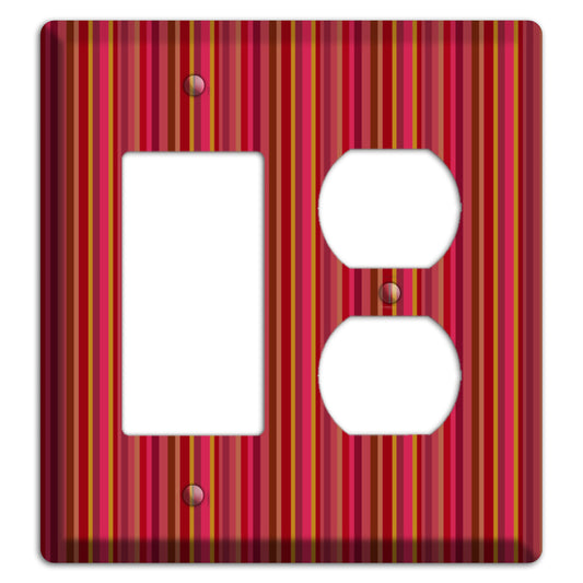 Multi Red Vertical Stripes 2 Rocker / Duplex Wallplate