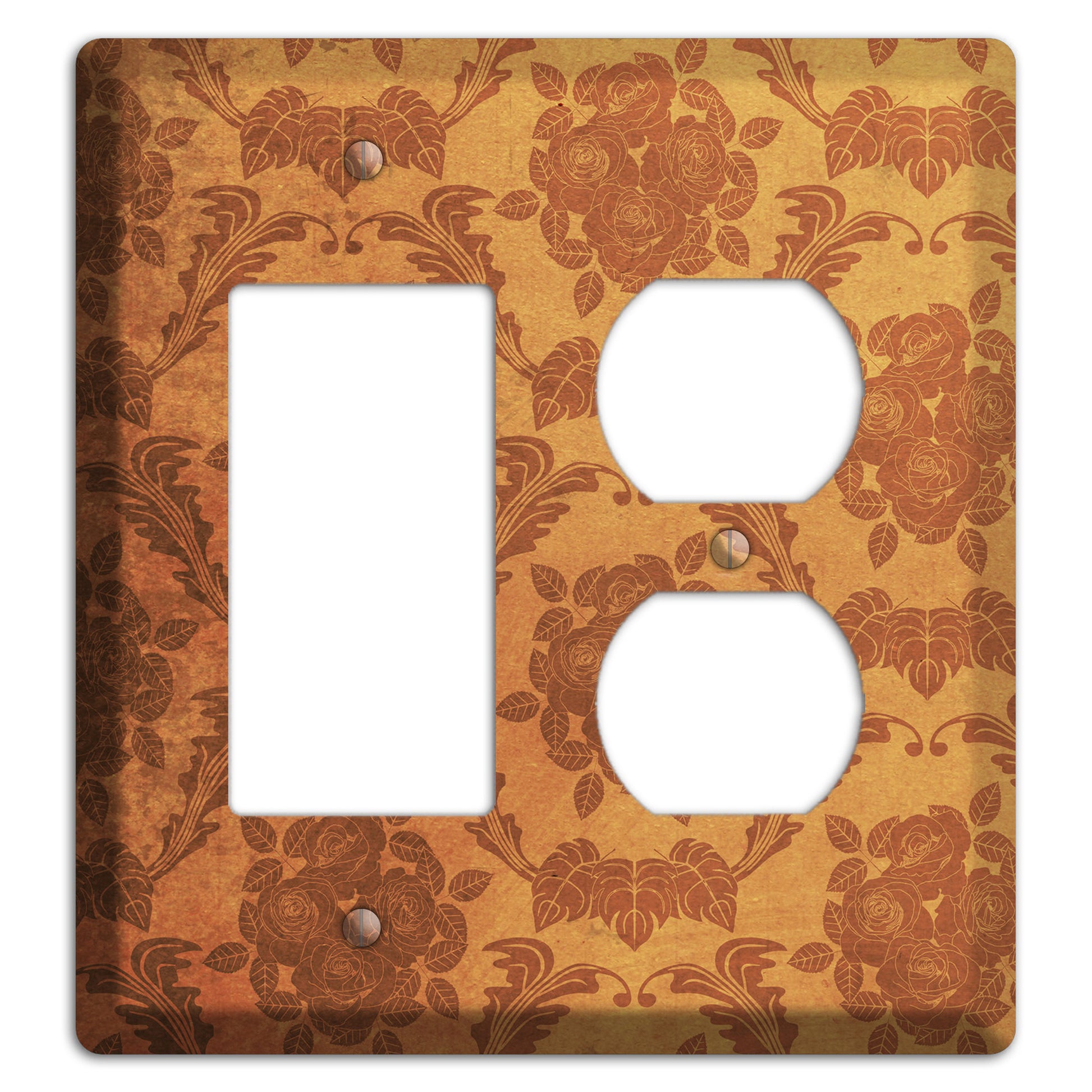 Cape Pallisar Vintage Rose Damask Rocker / Duplex Wallplate