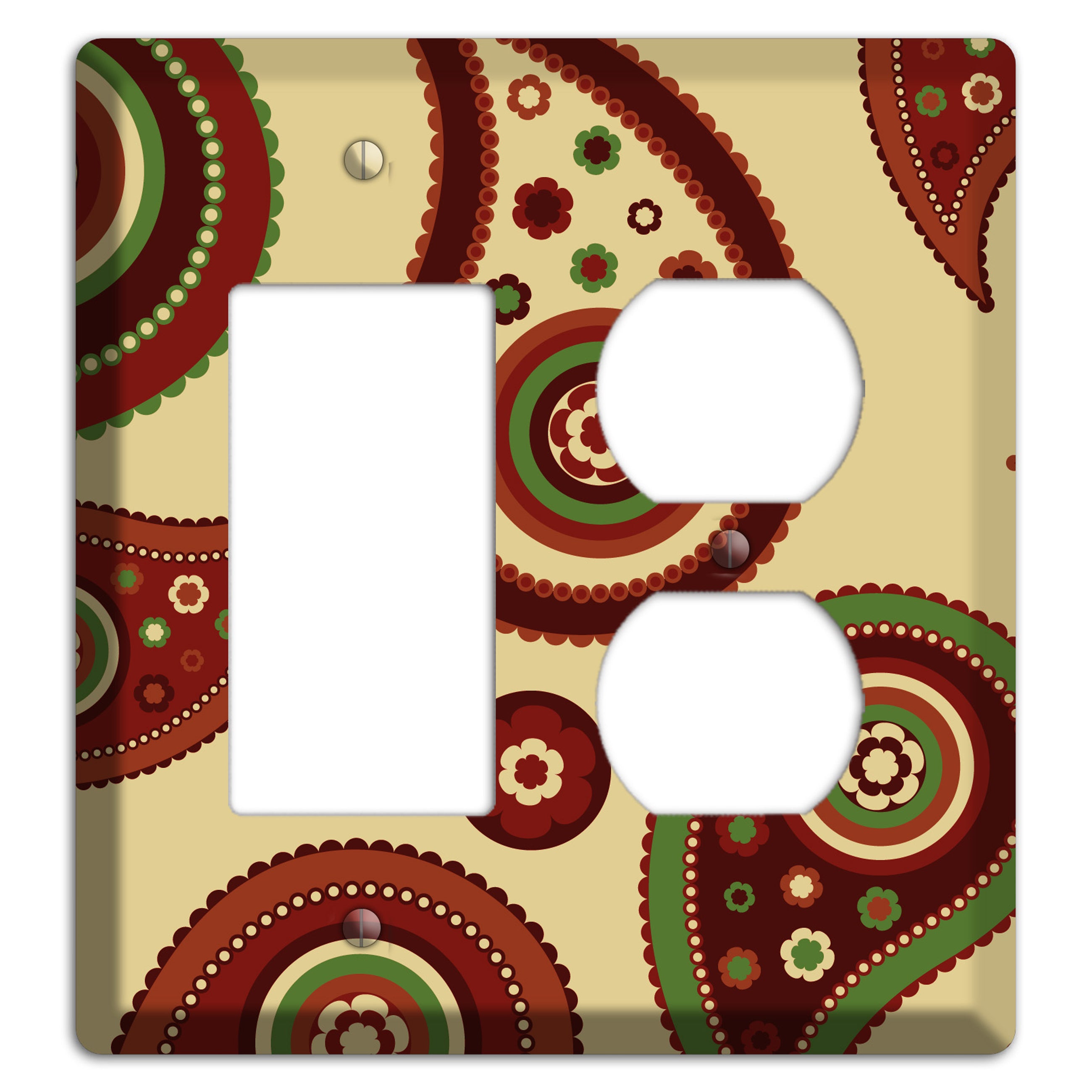 Beige Paisley Rocker / Duplex Wallplate