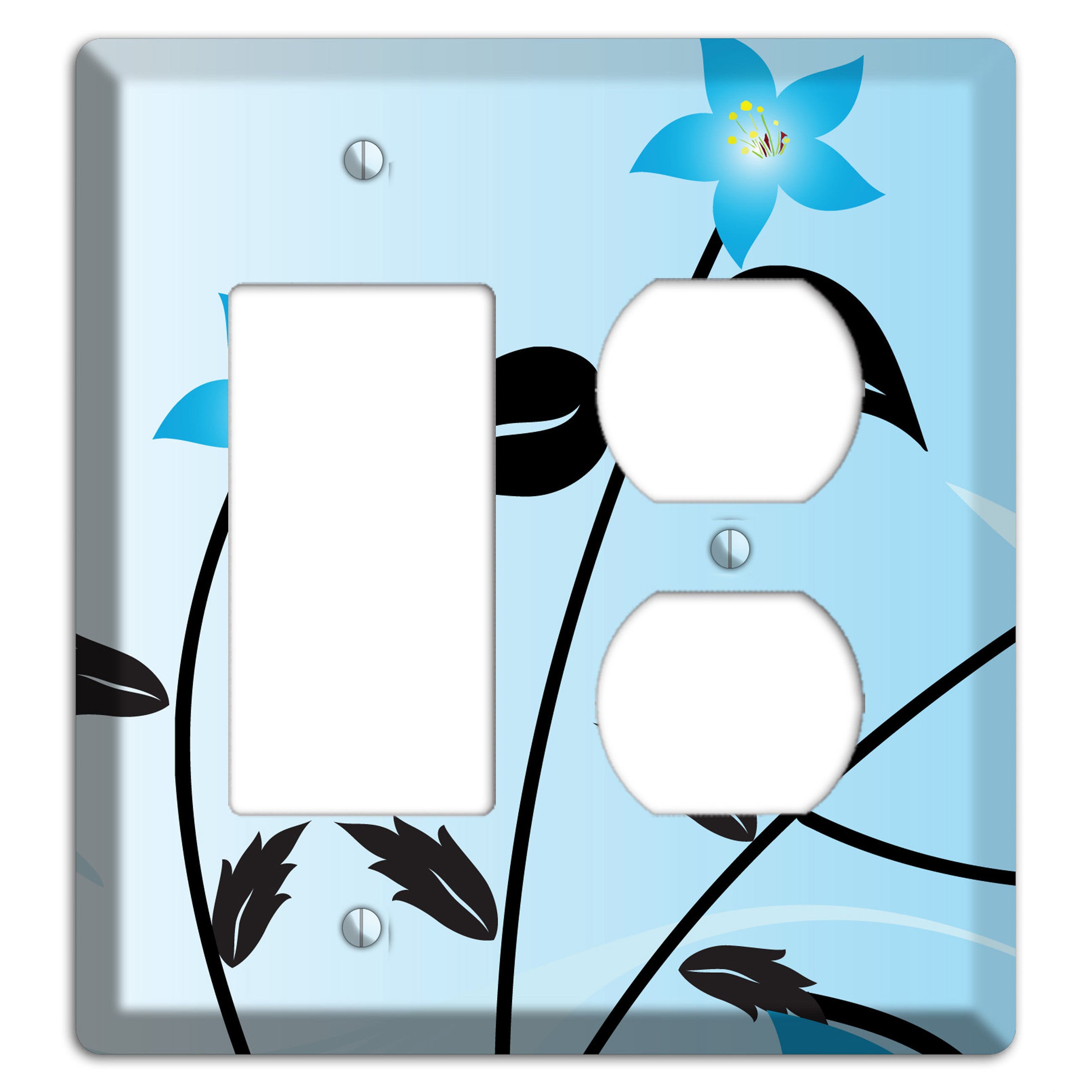 Blue Double Sprig Rocker / Duplex Wallplate