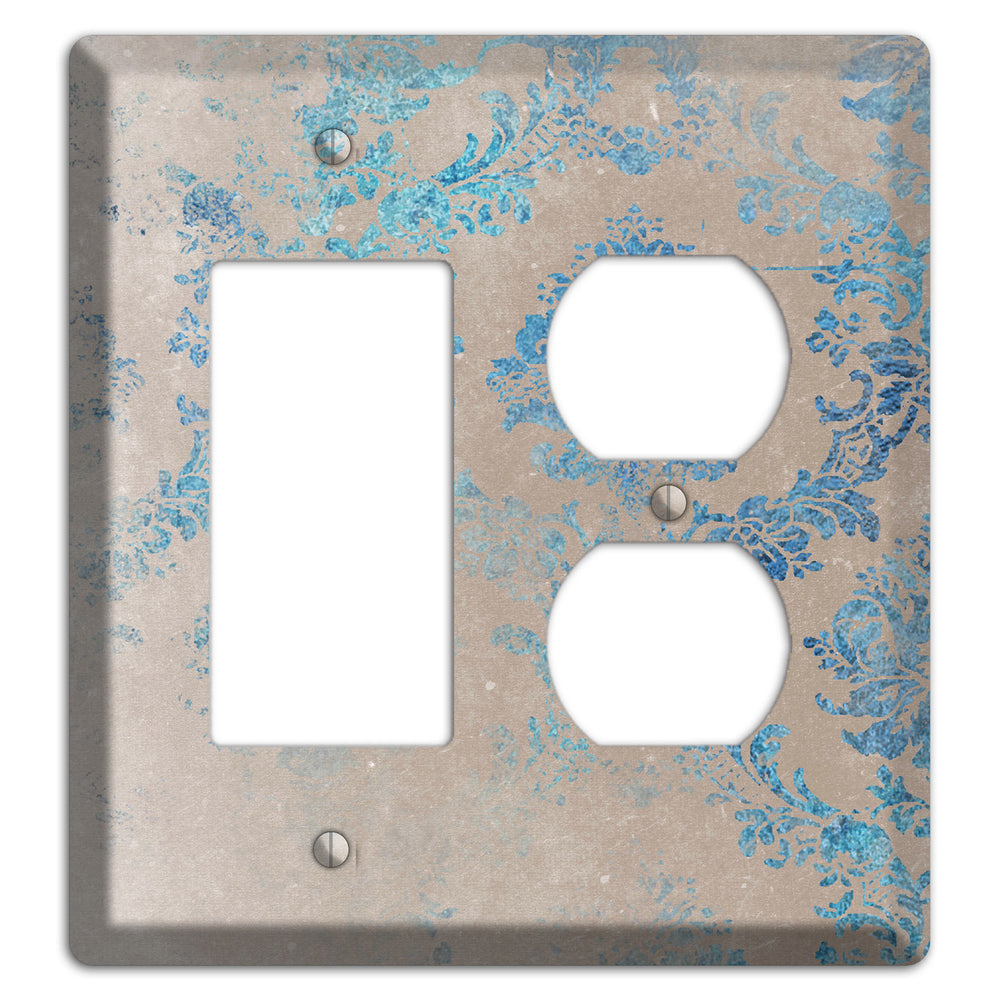 Pewter Whimsical Damask Rocker / Duplex Wallplate