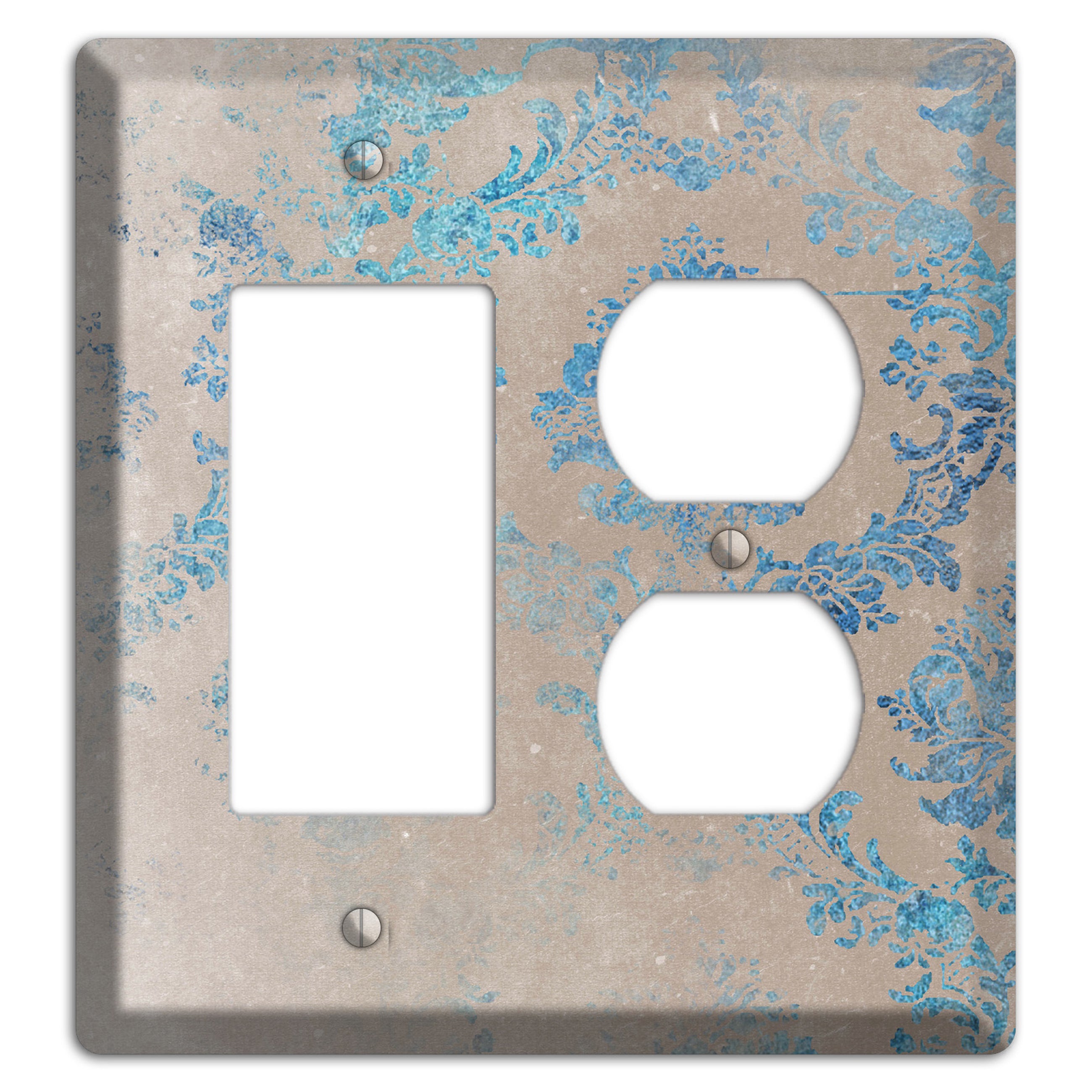 Pewter Whimsical Damask Rocker / Duplex Wallplate