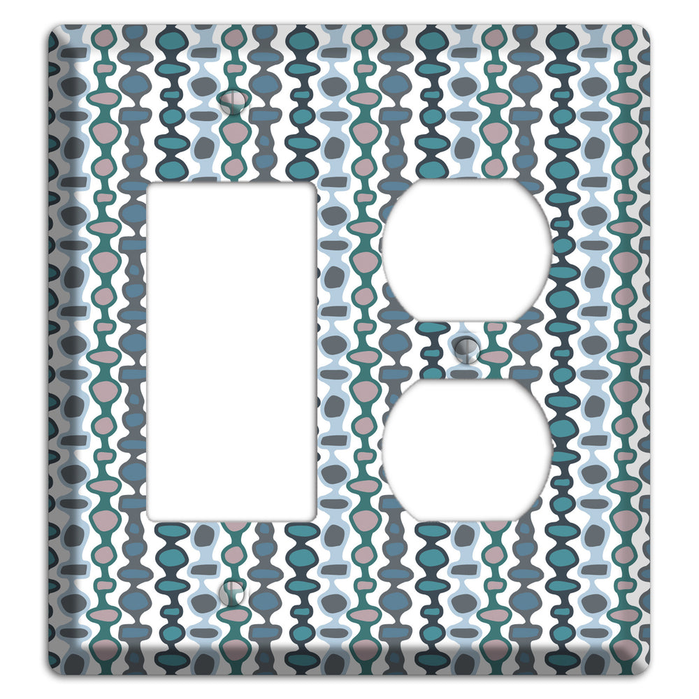 Grey and Multi Blue Bead and Reel Rocker / Duplex Wallplate