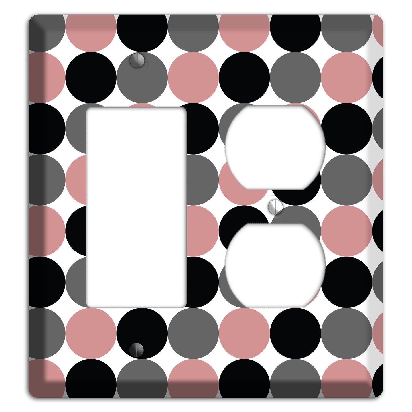 Grey Pink Black Tiled Dots Rocker / Duplex Wallplate