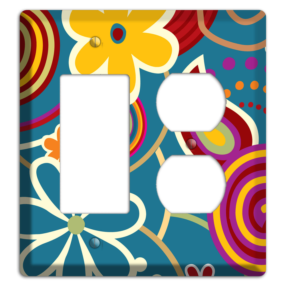 Bold Blue Flowers Rocker / Duplex Wallplate