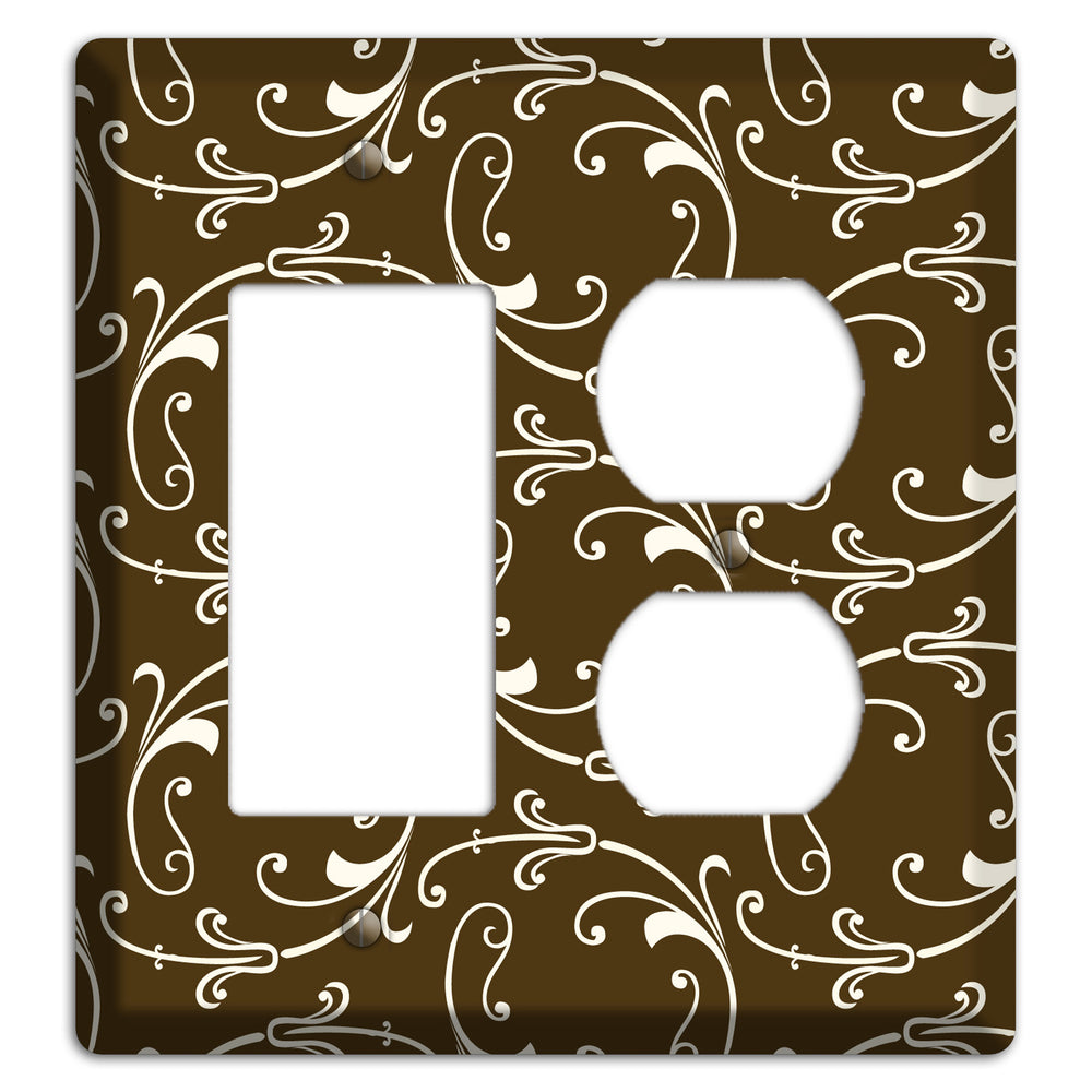 Brown Victorian Sprig Rocker / Duplex Wallplate