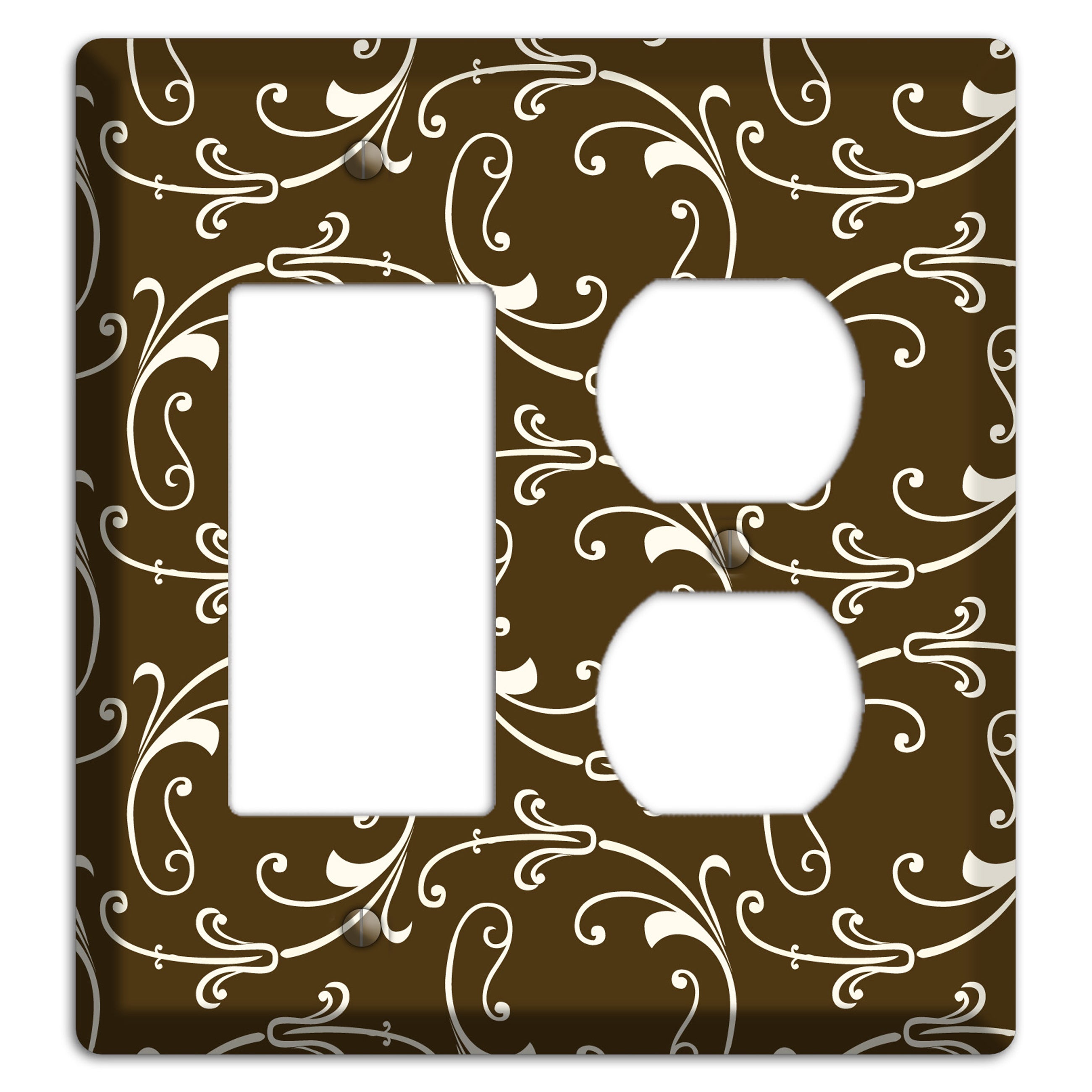Brown Victorian Sprig Rocker / Duplex Wallplate