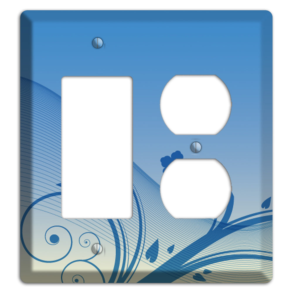 Blue Swirls Rocker / Duplex Wallplate