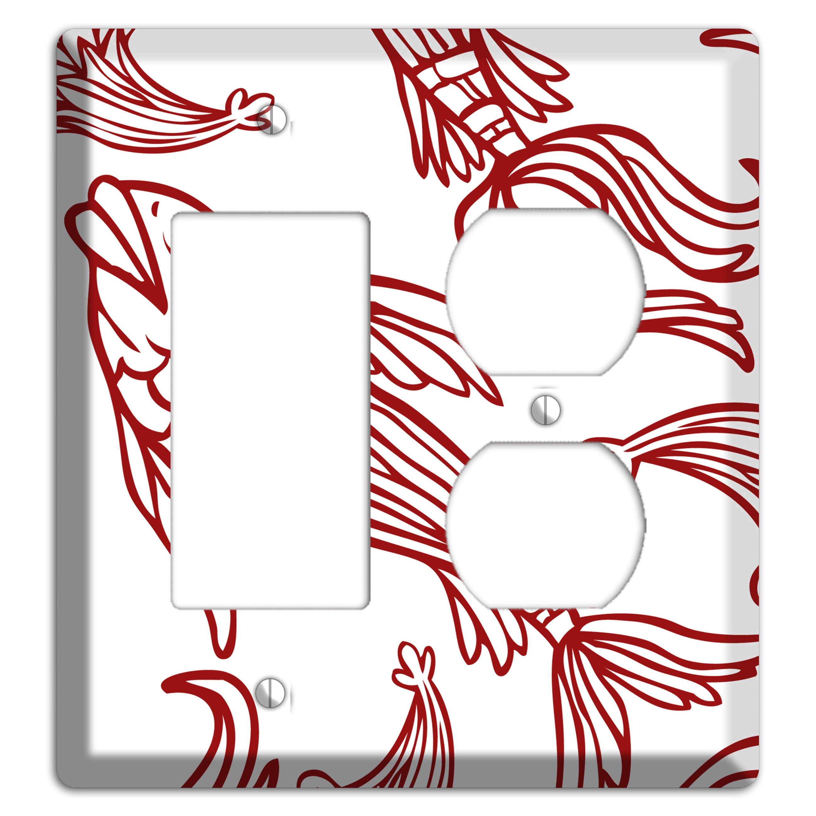 Red and White Koi Rocker / Duplex Wallplate