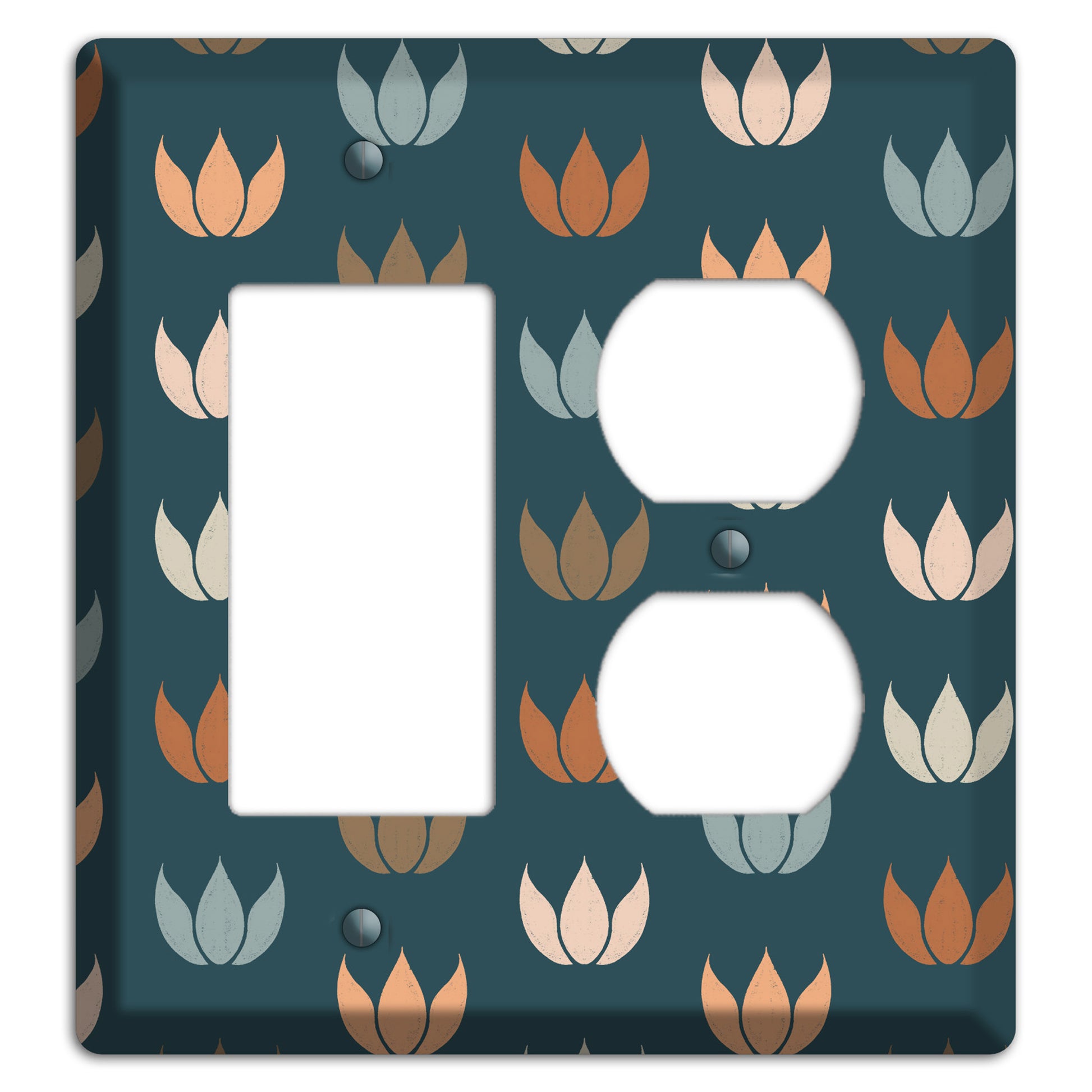 Teal Lotus Print Rocker / Duplex Wallplate