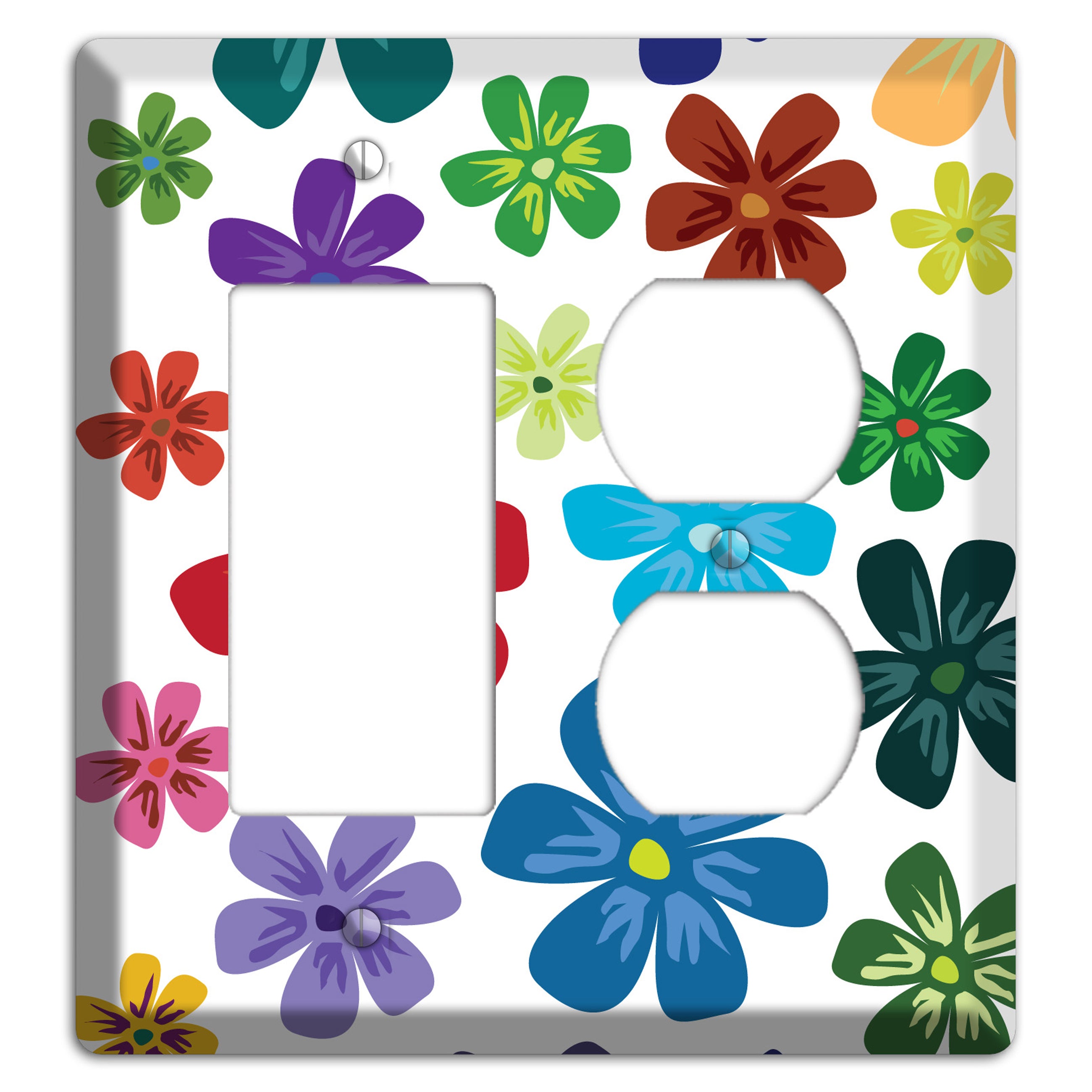 White Flowers Rocker / Duplex Wallplate