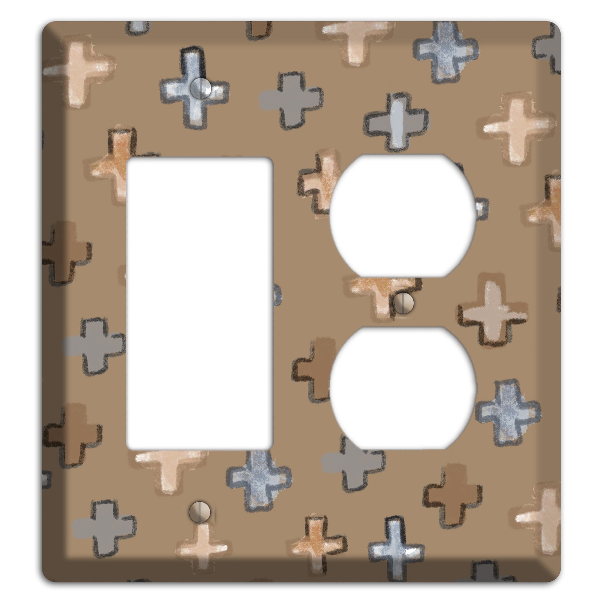 Brown Plus Signs Rocker / Duplex Wallplate