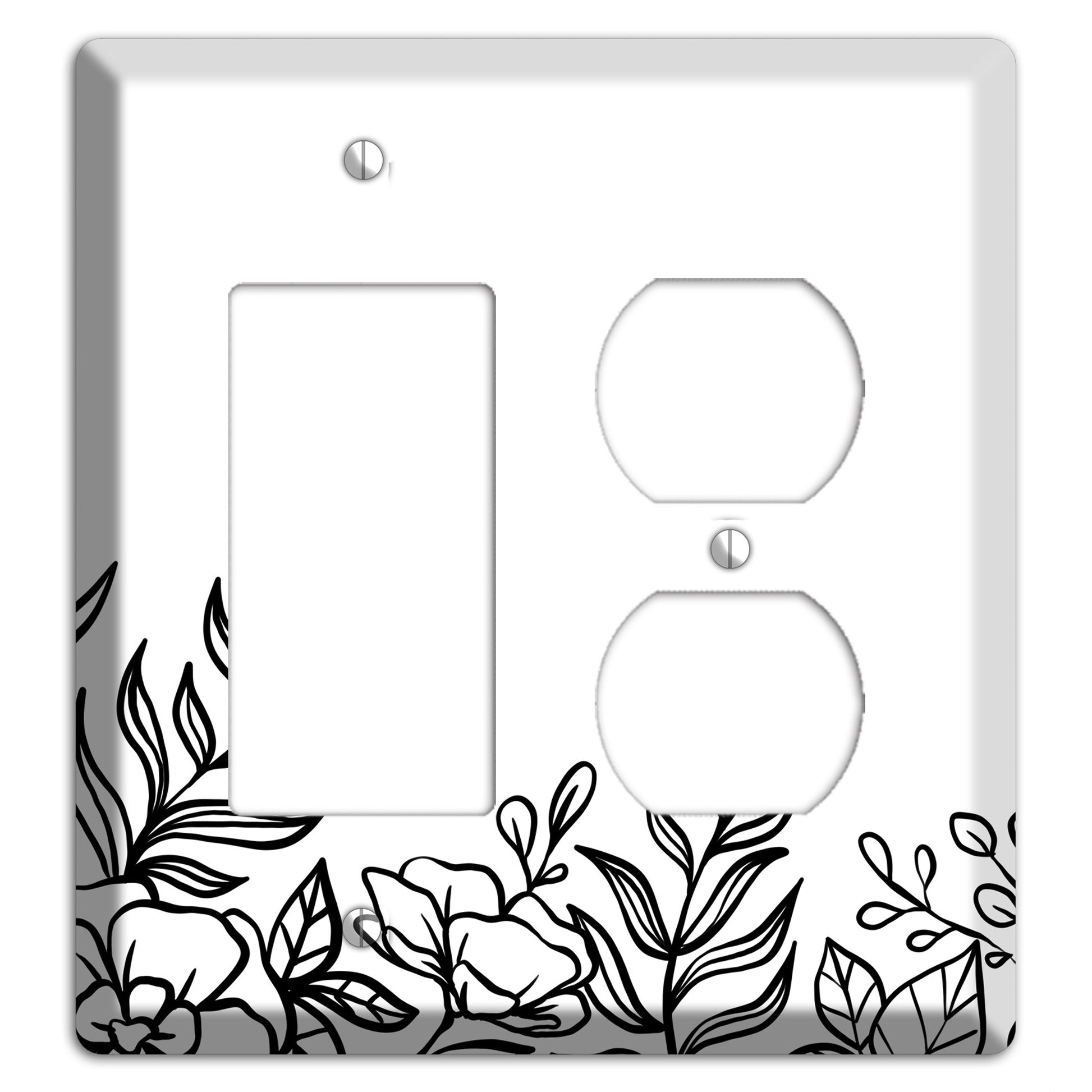 Hand-Drawn Floral 16 Rocker / Duplex Wallplate
