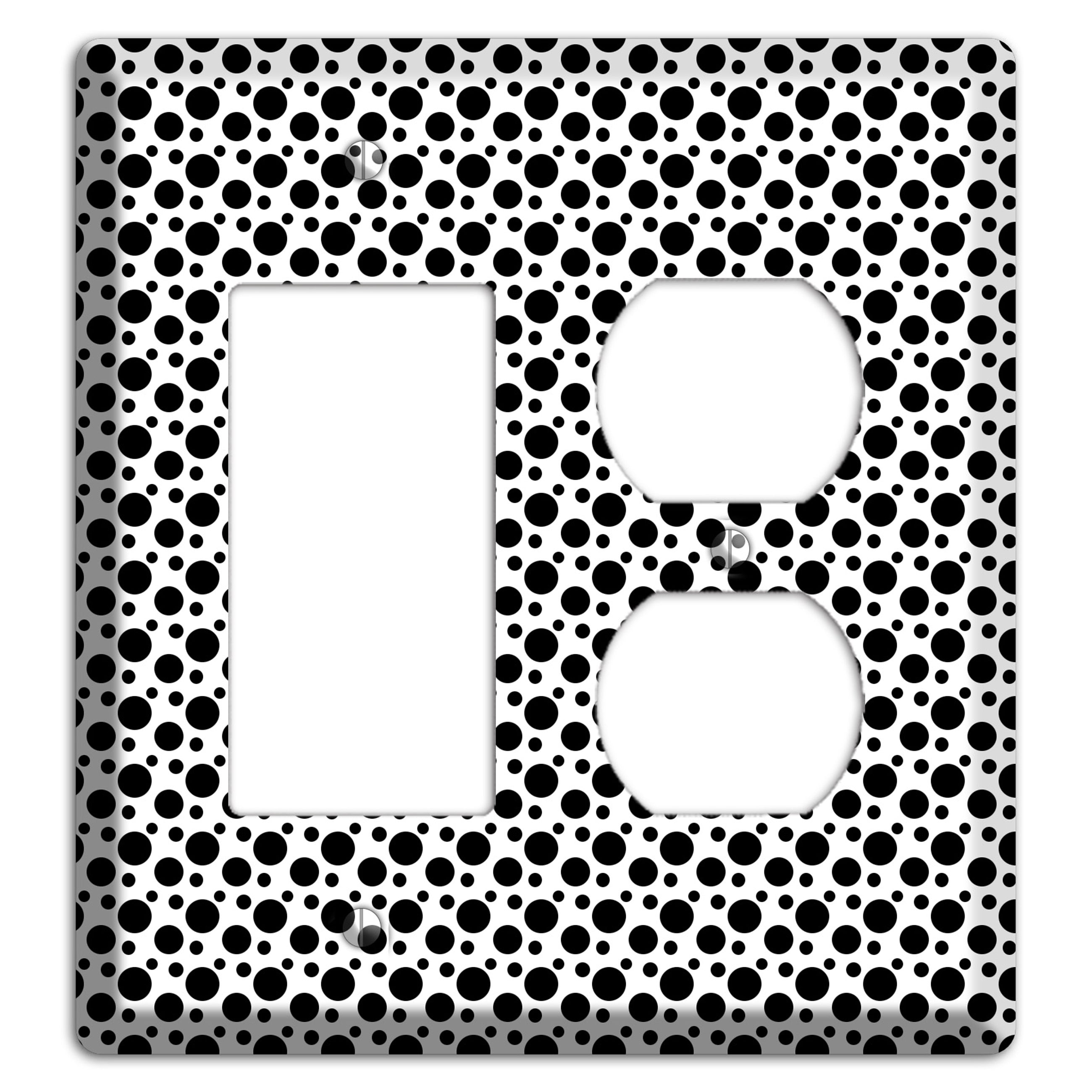 White with Black Small and Tiny Polka Dots Rocker / Duplex Wallplate