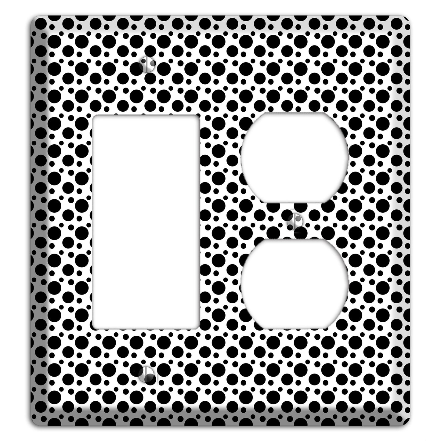 White with Black Small and Tiny Polka Dots Rocker / Duplex Wallplate