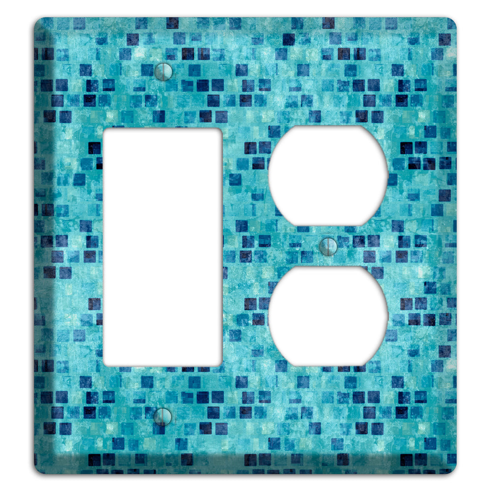 Turquoise Grunge Tile Rocker / Duplex Wallplate