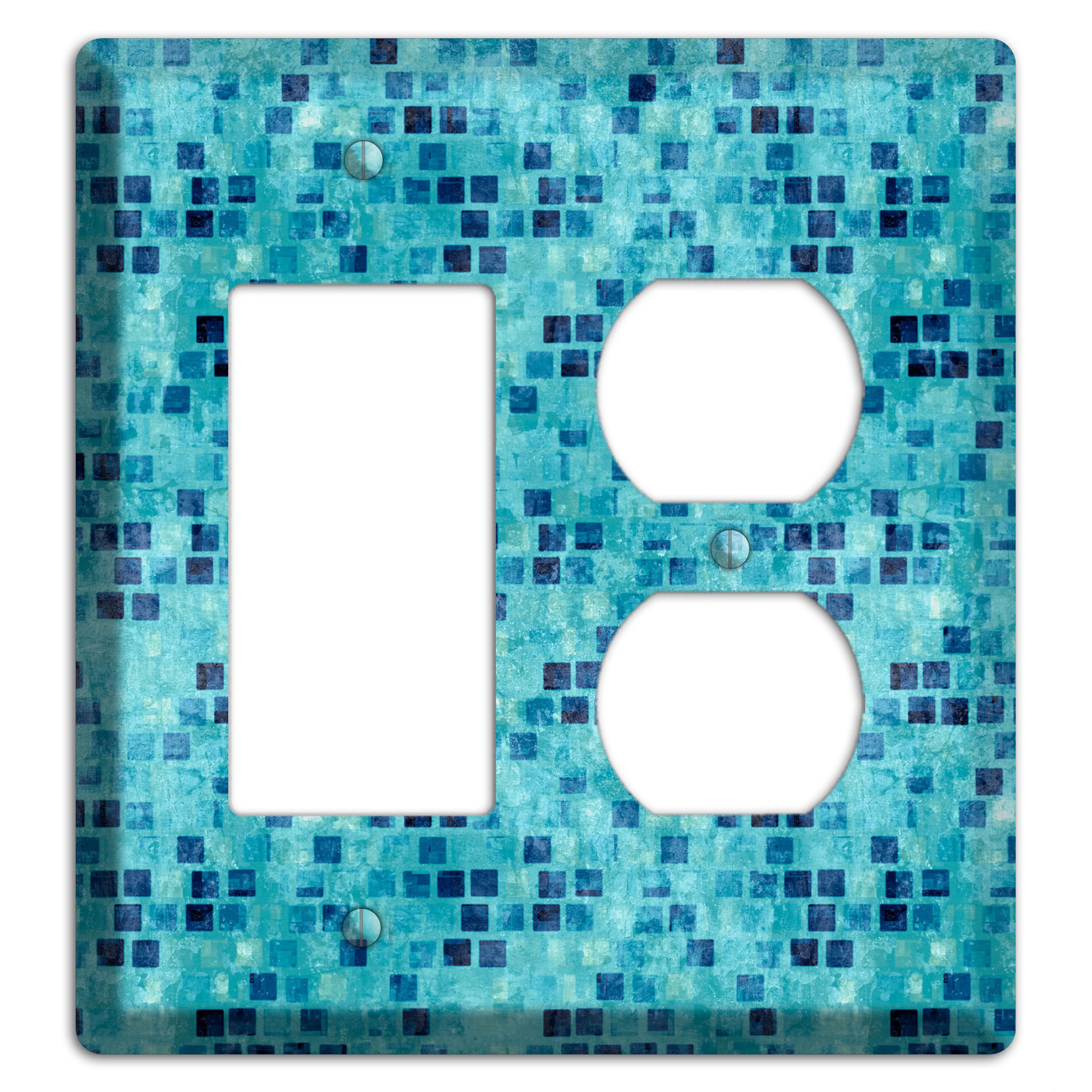 Turquoise Grunge Tile Rocker / Duplex Wallplate