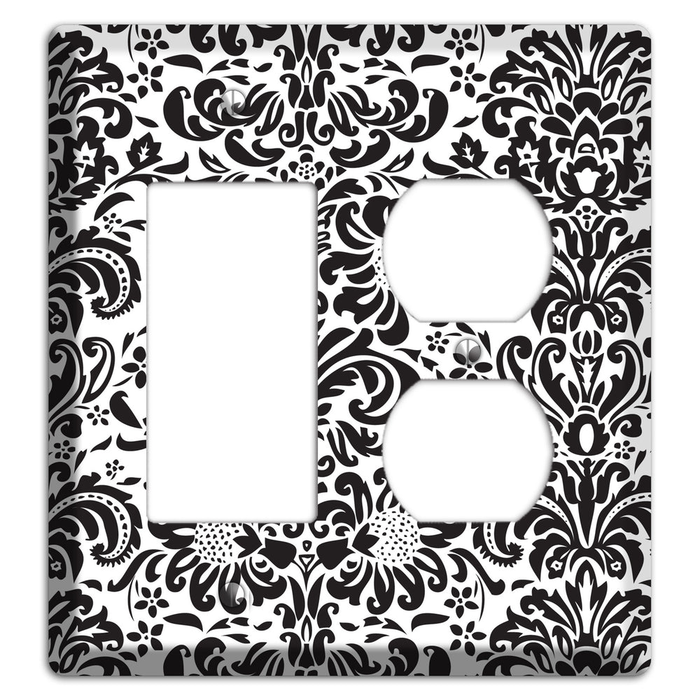 White with Black Toile Rocker / Duplex Wallplate