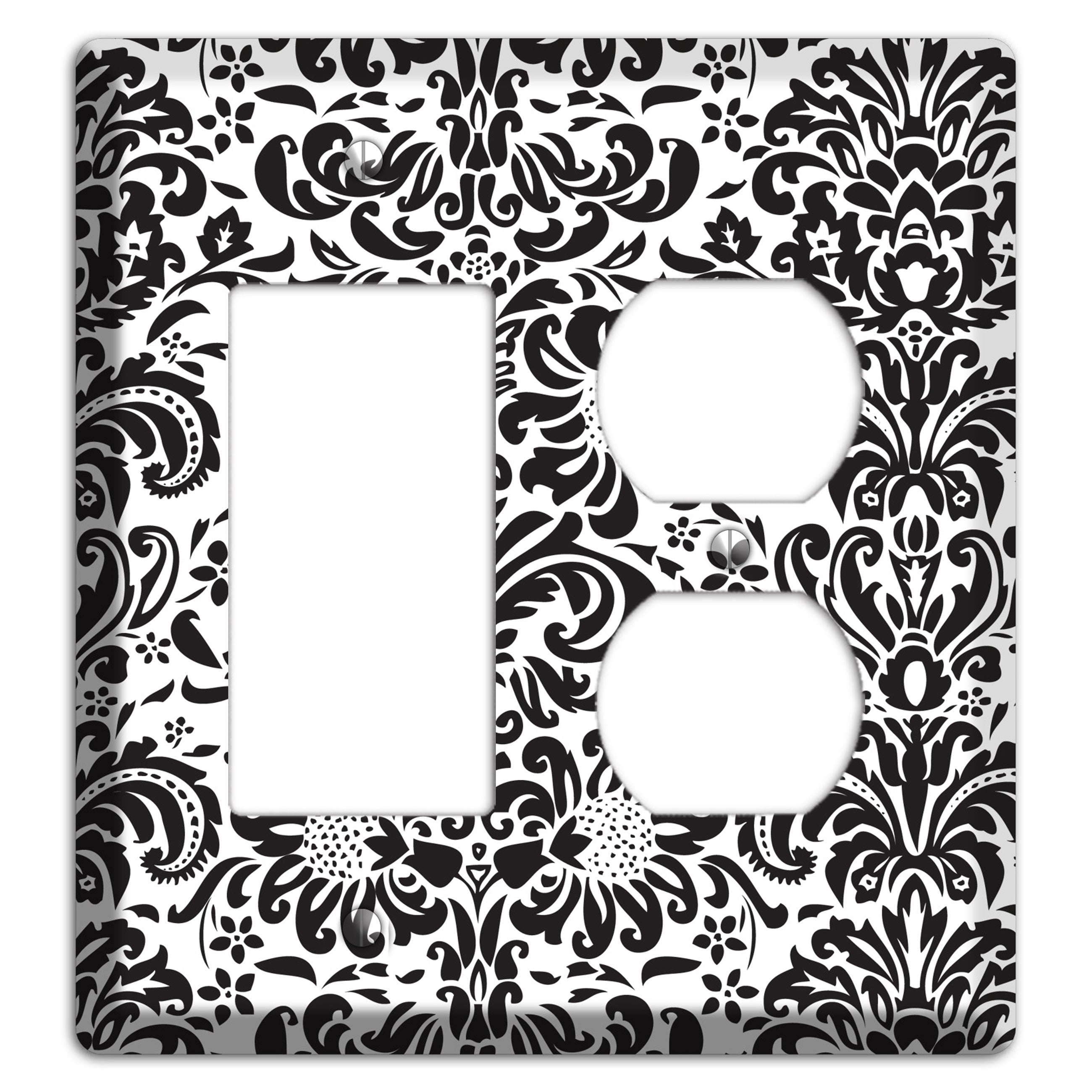White with Black Toile Rocker / Duplex Wallplate
