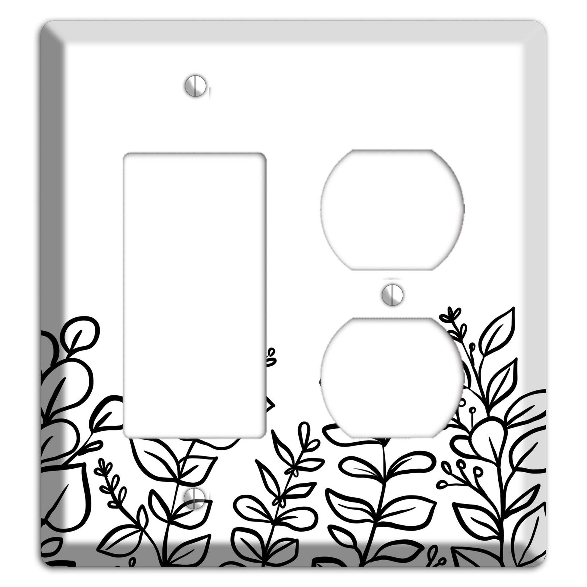 Hand-Drawn Floral 13 Rocker / Duplex Wallplate