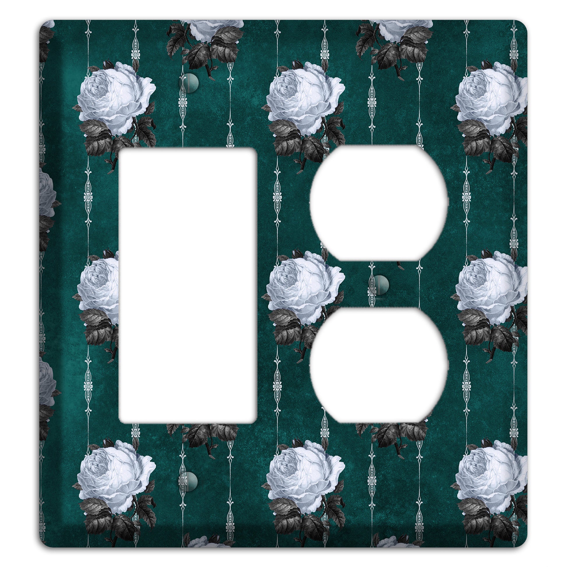 Dramatic Floral Teal Rocker / Duplex Wallplate