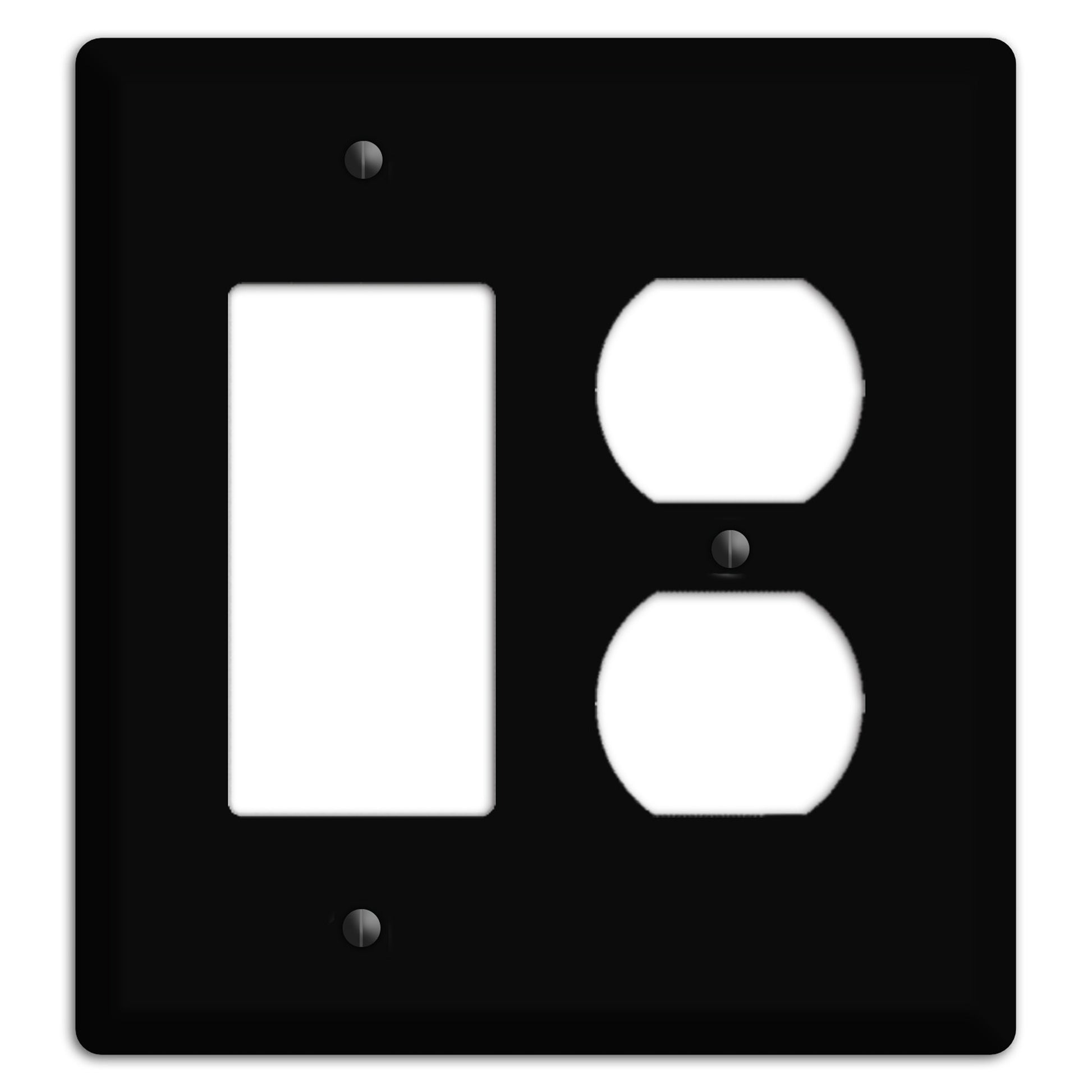 Satin Black Metal Rocker / Duplex Wallplate