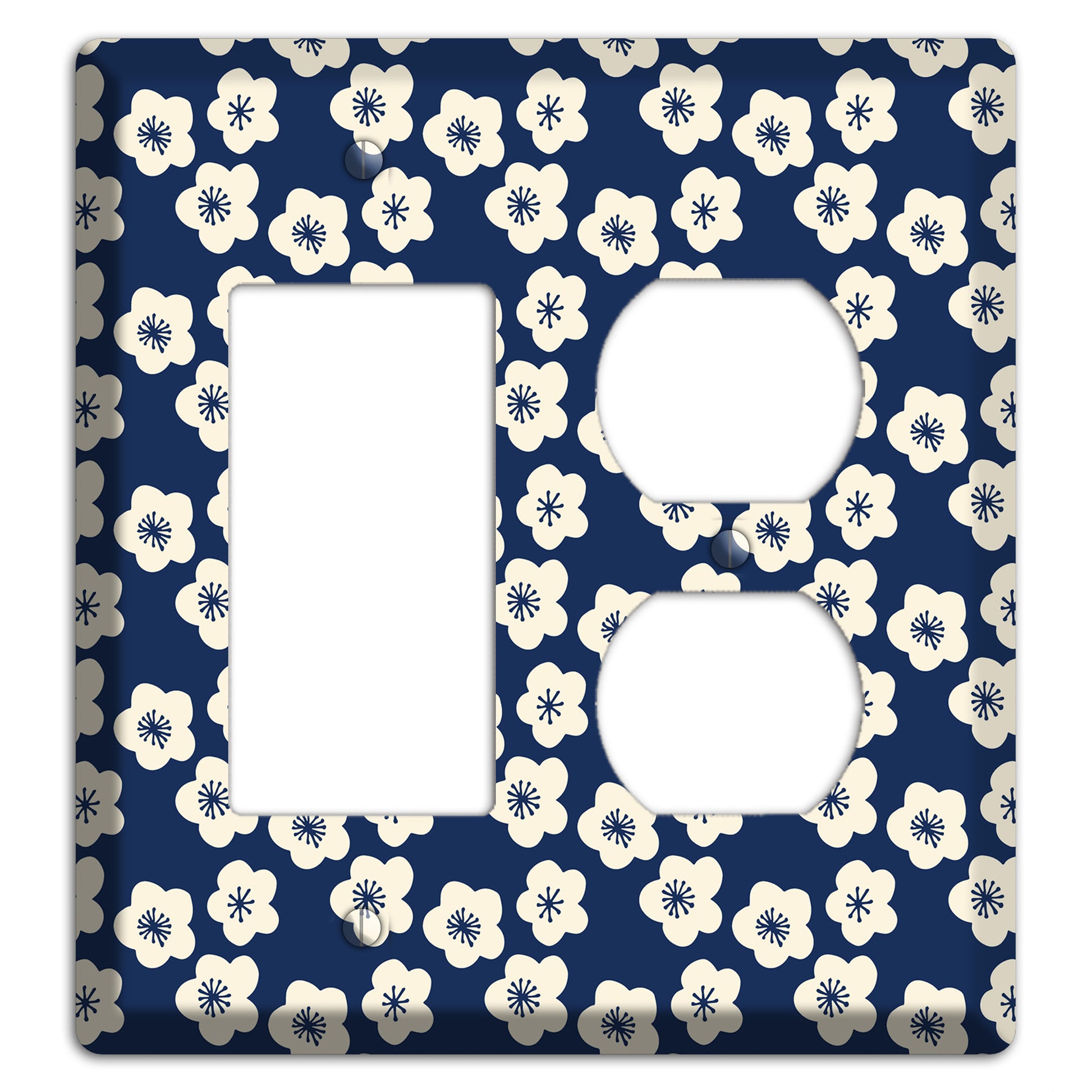 Navy Blossoms Rocker / Duplex Wallplate