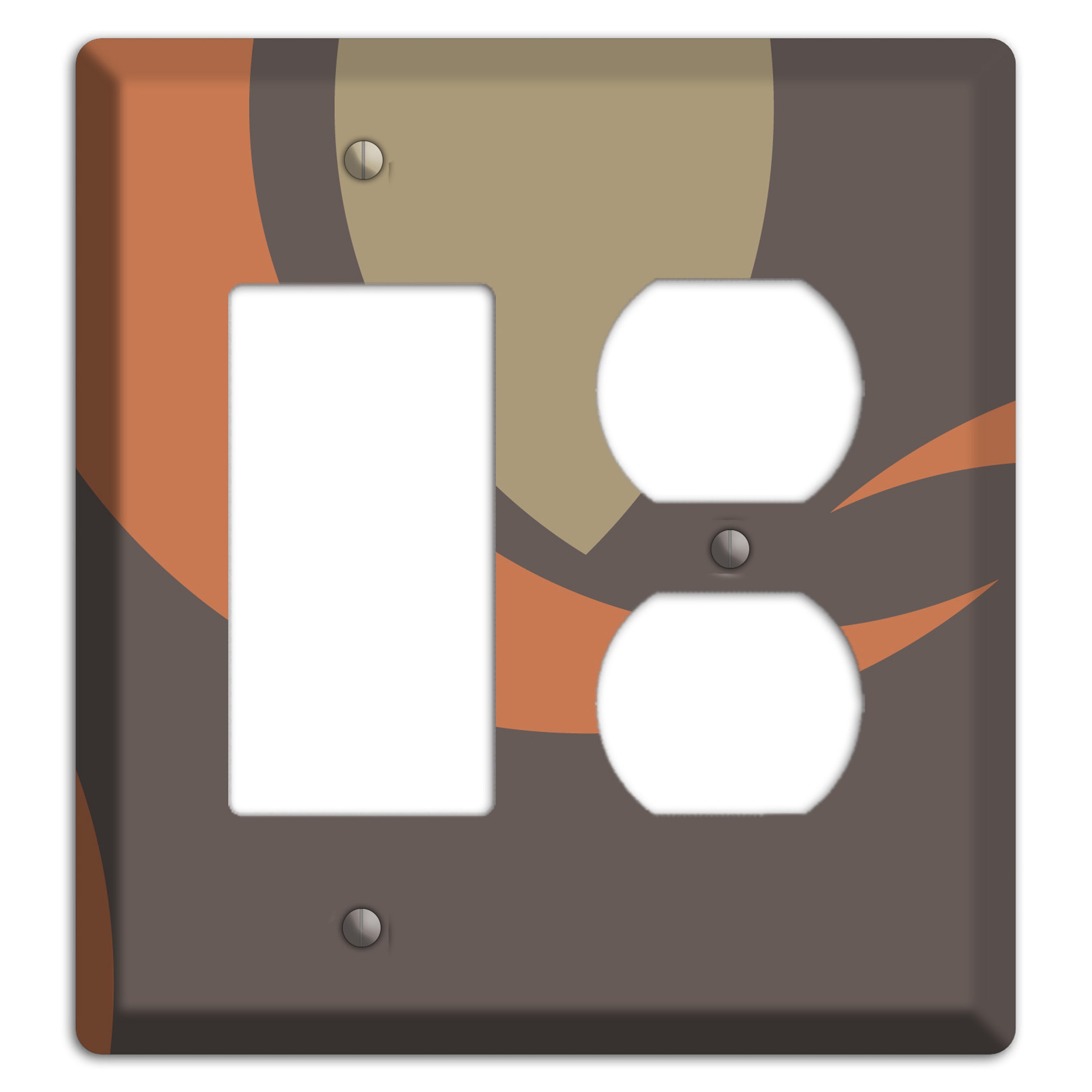 Grey Beige and Orange Abstract Rocker / Duplex Wallplate