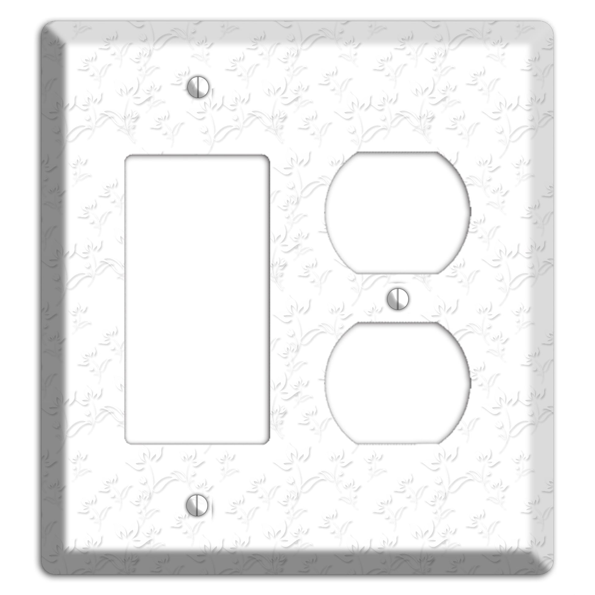 White with Grey Sprig Rocker / Duplex Wallplate