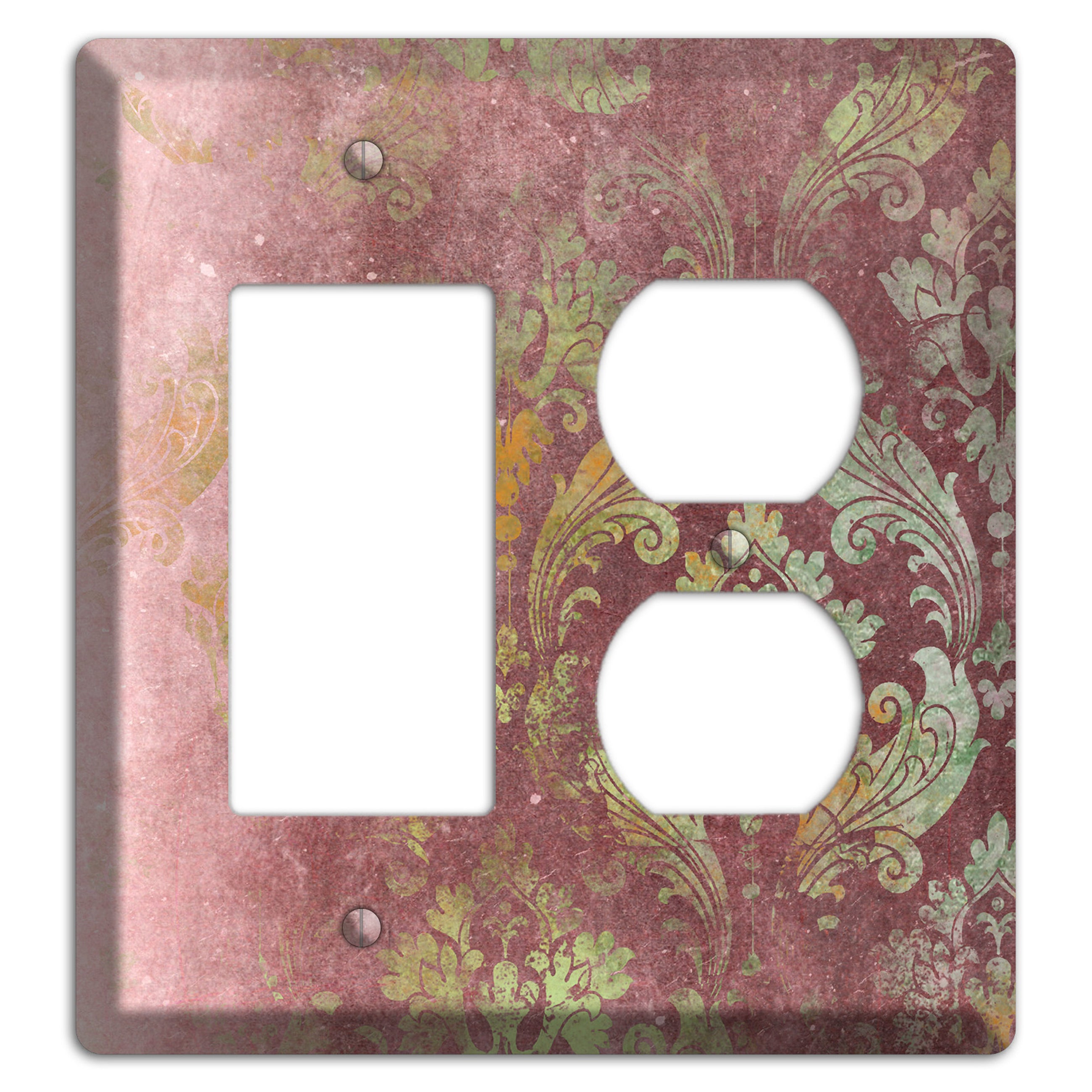 Roman Coffee Whimsical Damask Rocker / Duplex Wallplate