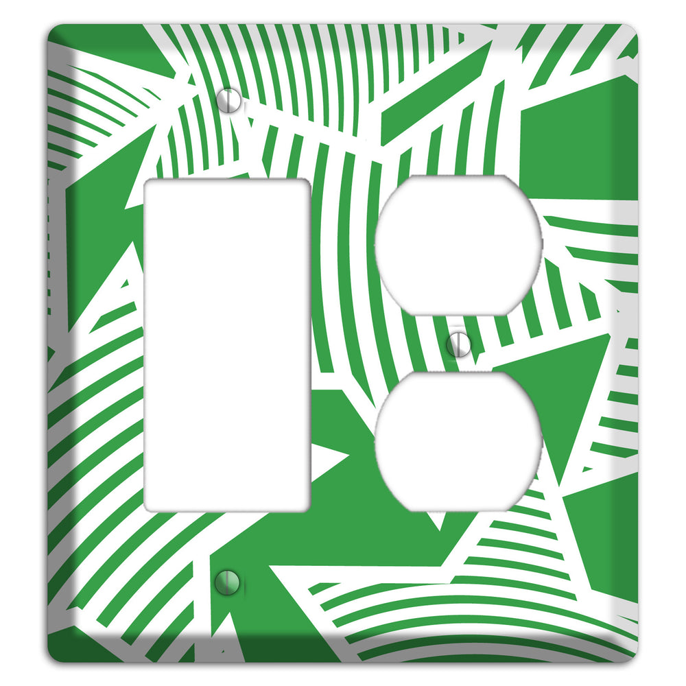 Green with Large White Stars Rocker / Duplex Wallplate