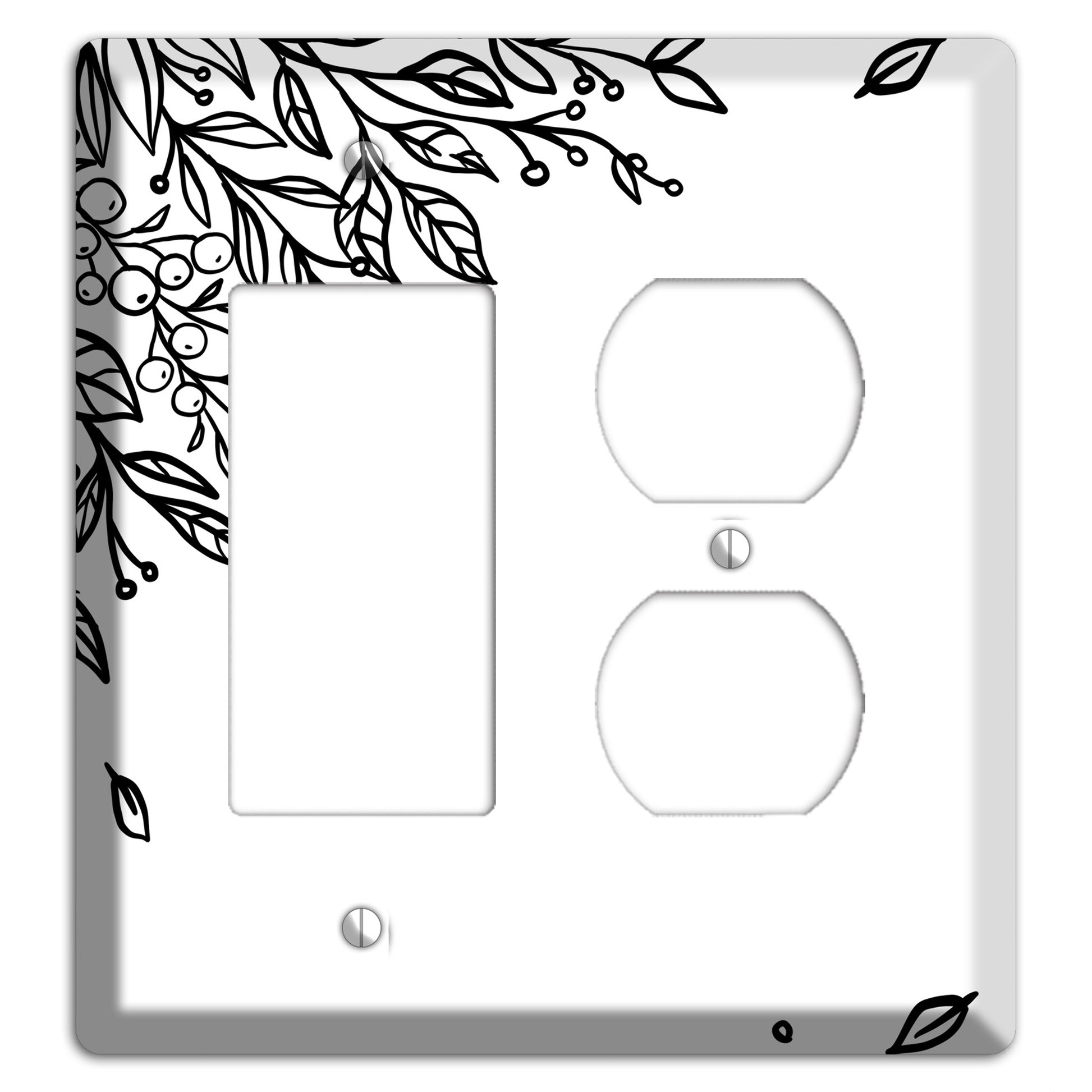 Hand-Drawn Floral 4 Rocker / Duplex Wallplate