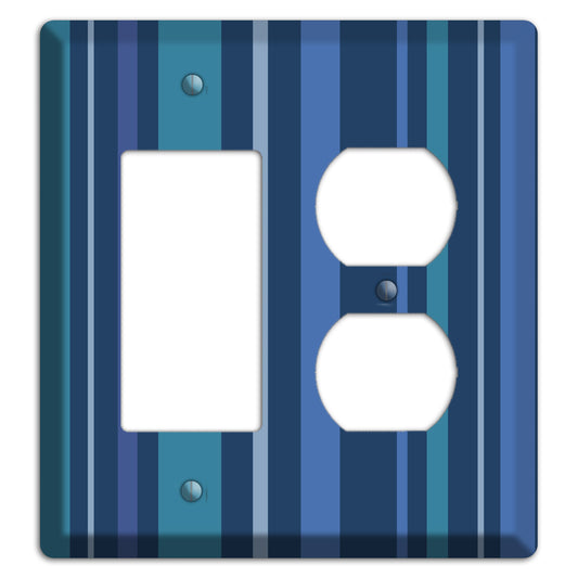 Multi Blue Vertical Stripes Rocker / Duplex Wallplate