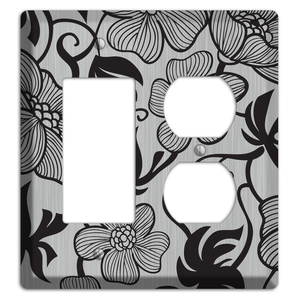 Stainless Steel with Black Tropical Rocker / Duplex Wallplate