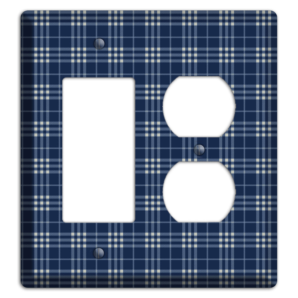 Blue and White Plaid Rocker / Duplex Wallplate
