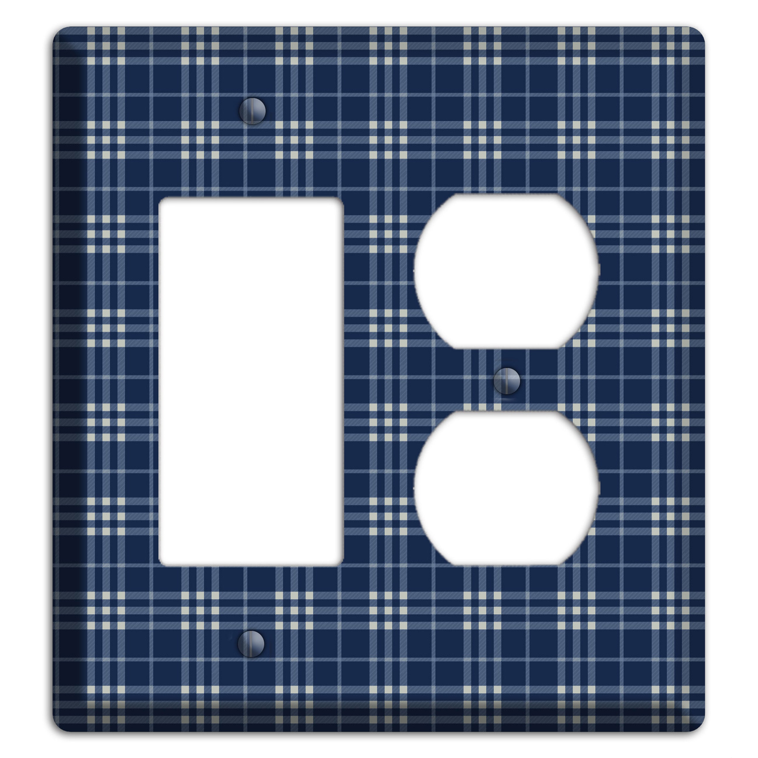Blue and White Plaid Rocker / Duplex Wallplate